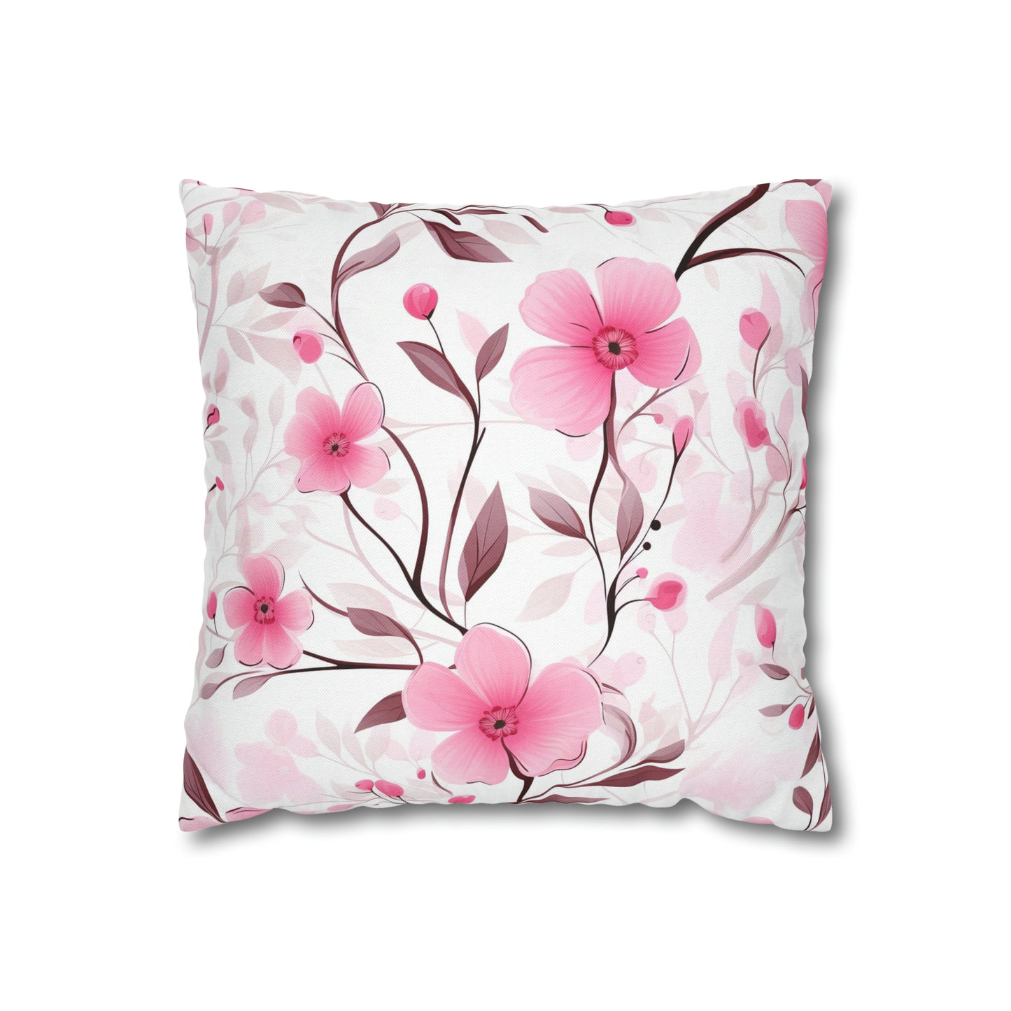 Pink Whimsy Wildflowers Square Pillow Case