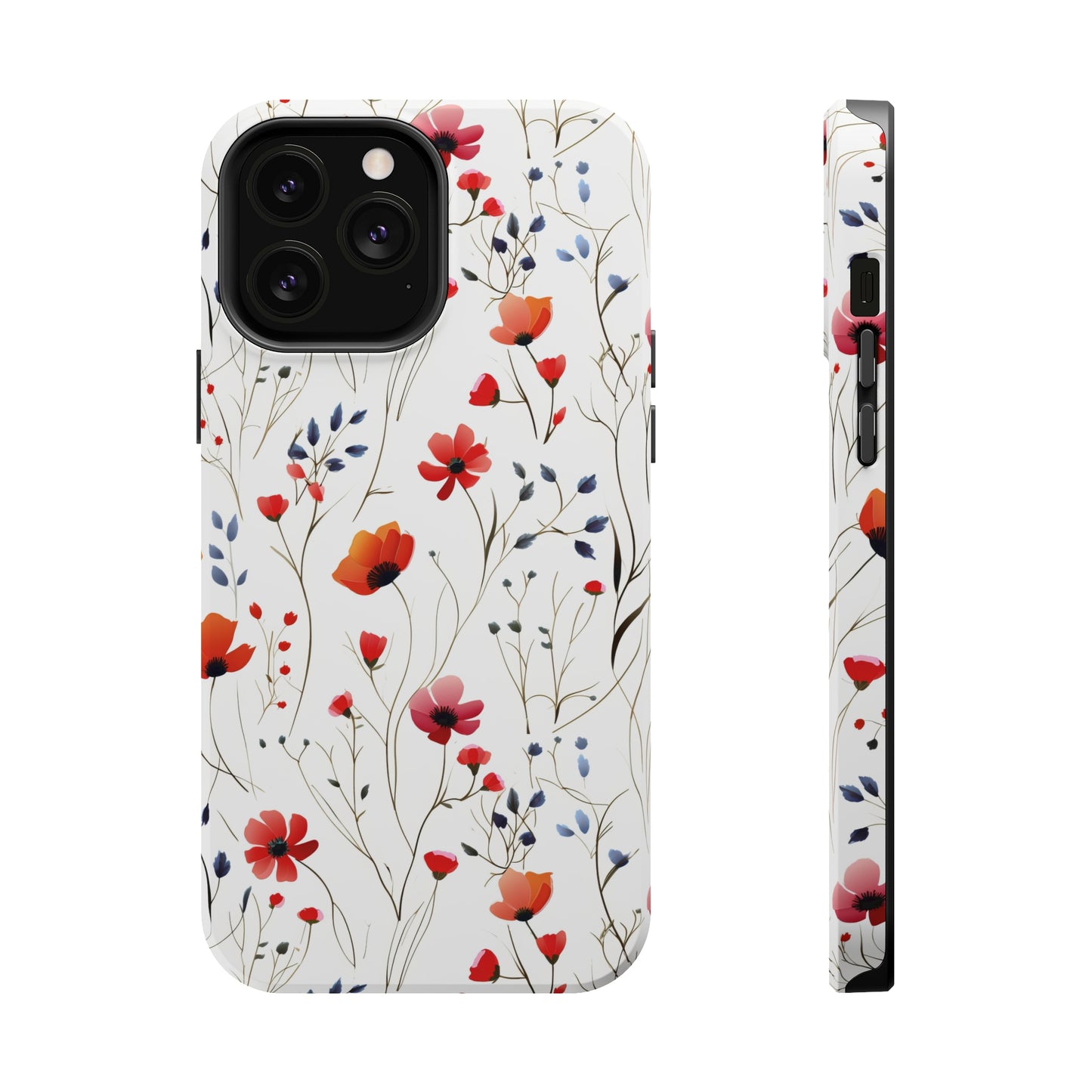 Dainty Coral Wildflowers MagSafe Tough iPhone Case
