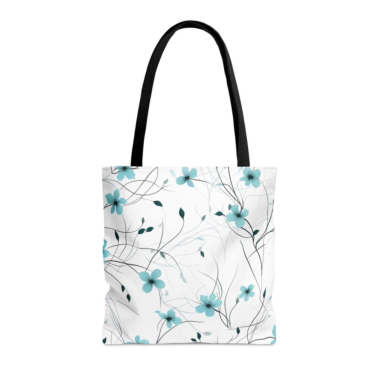 Cyan Whimsy Wildflowers Tote Bag