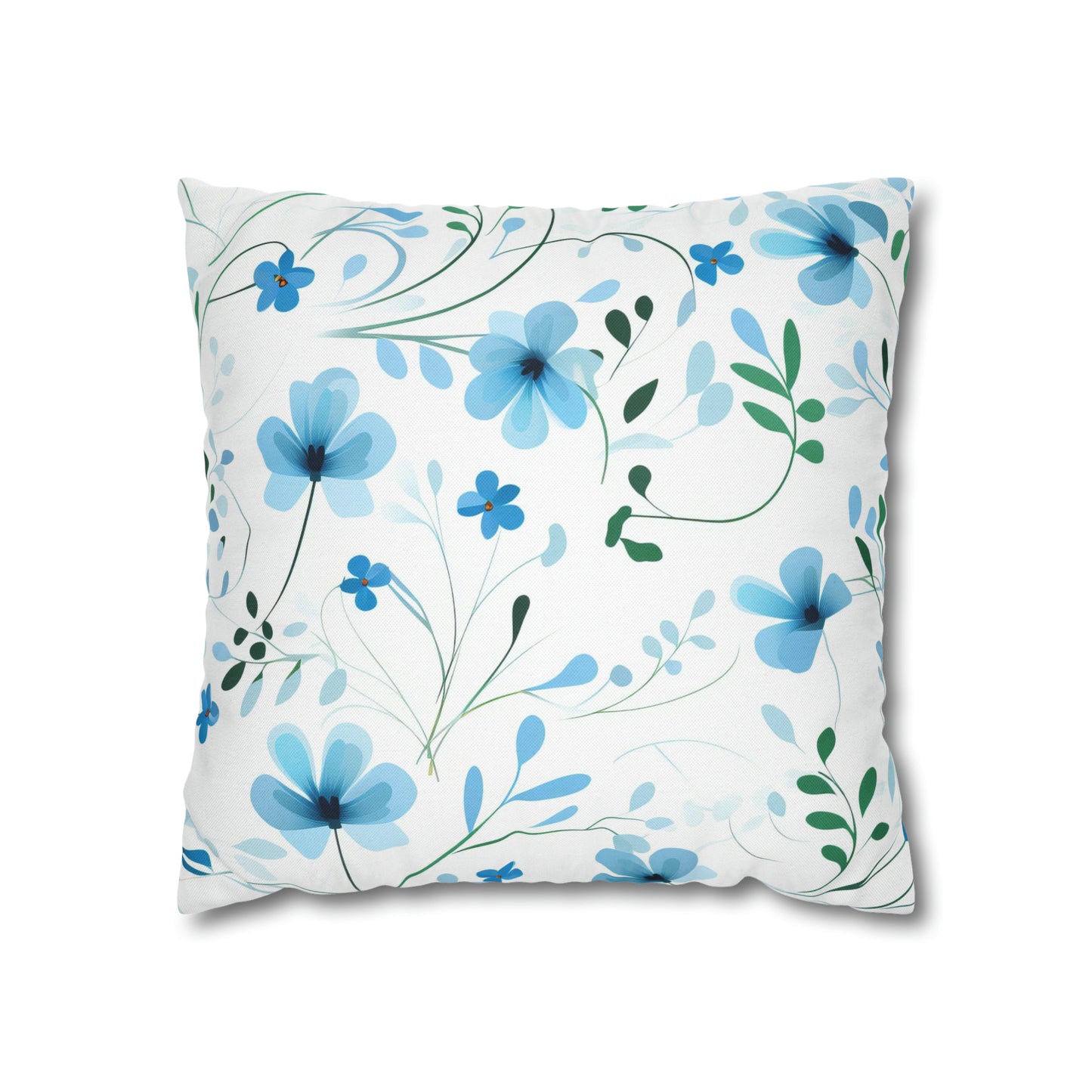 Dainty Sky Blue Wildflowers Square Pillow Case
