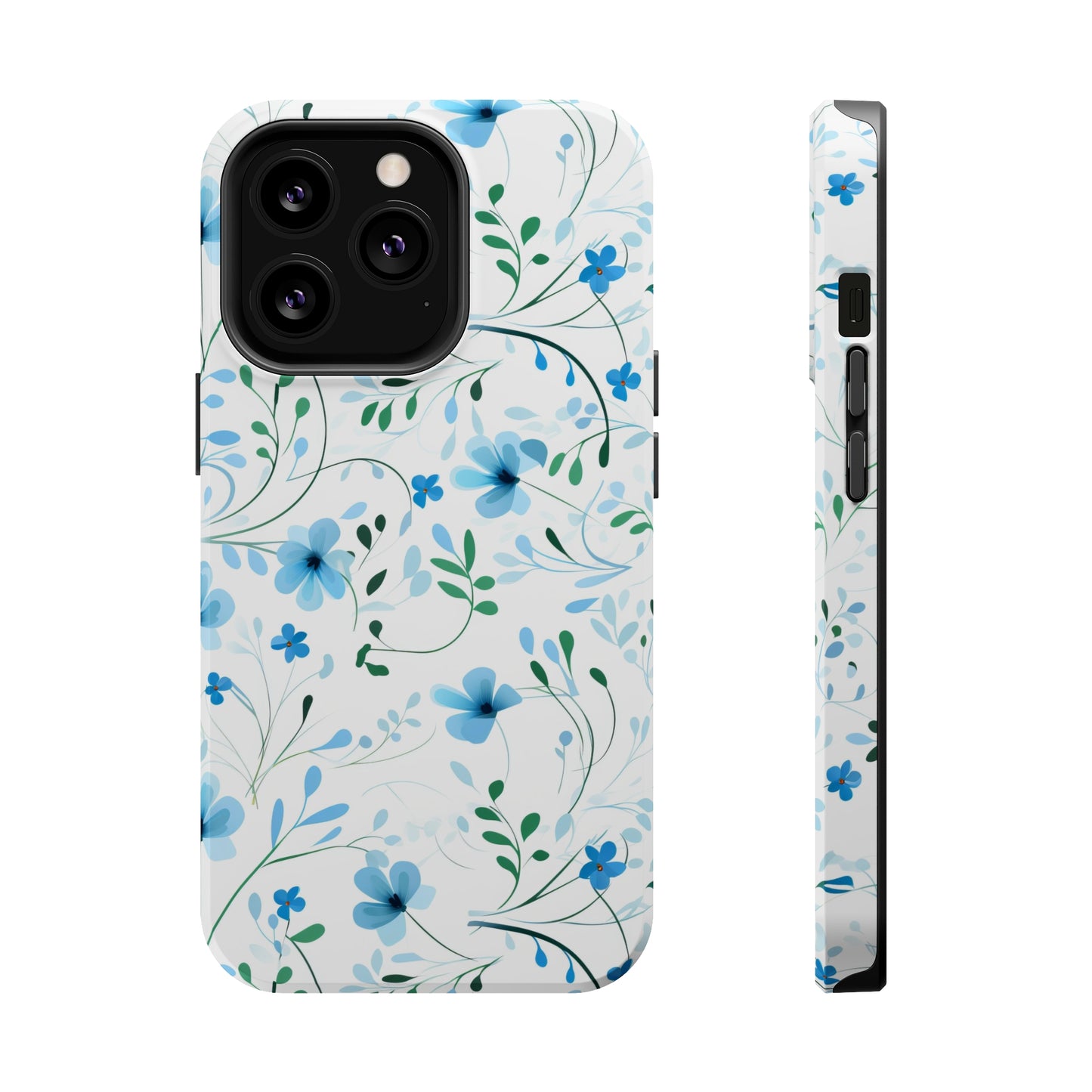 Dainty Sky Blue Wildflowers MagSafe Tough iPhone Case