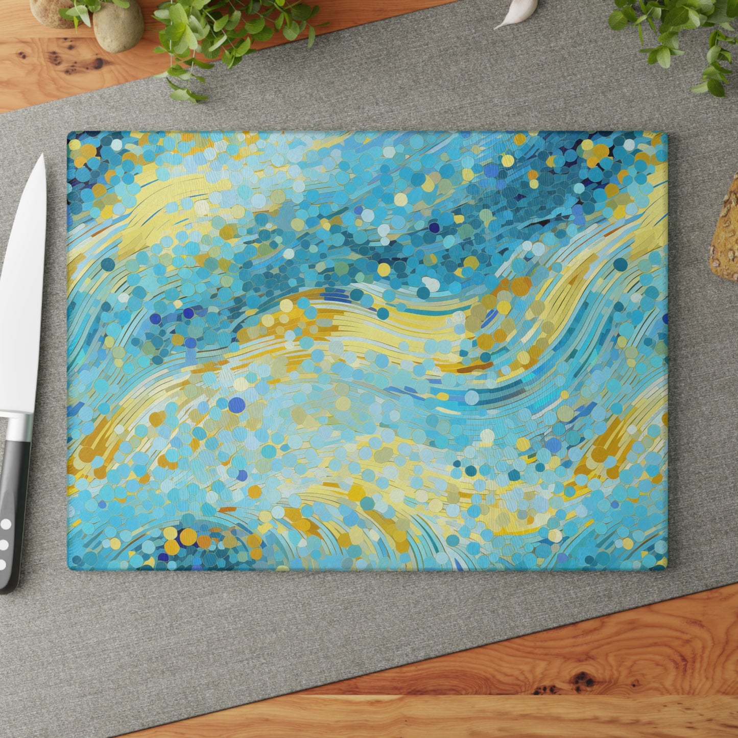 River of Gold Mosaic Glass Cutting Board