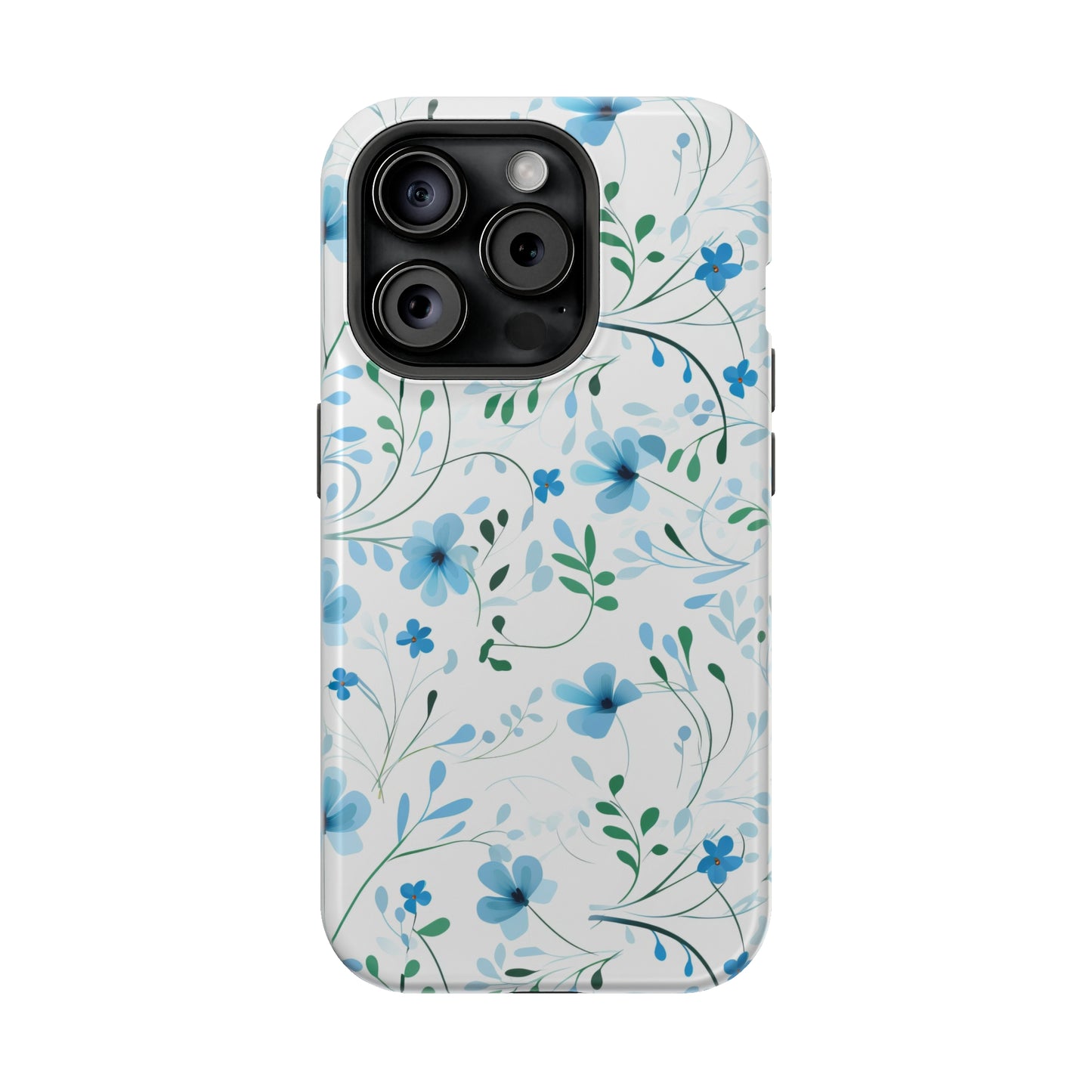 Dainty Sky Blue Wildflowers MagSafe Tough iPhone Case