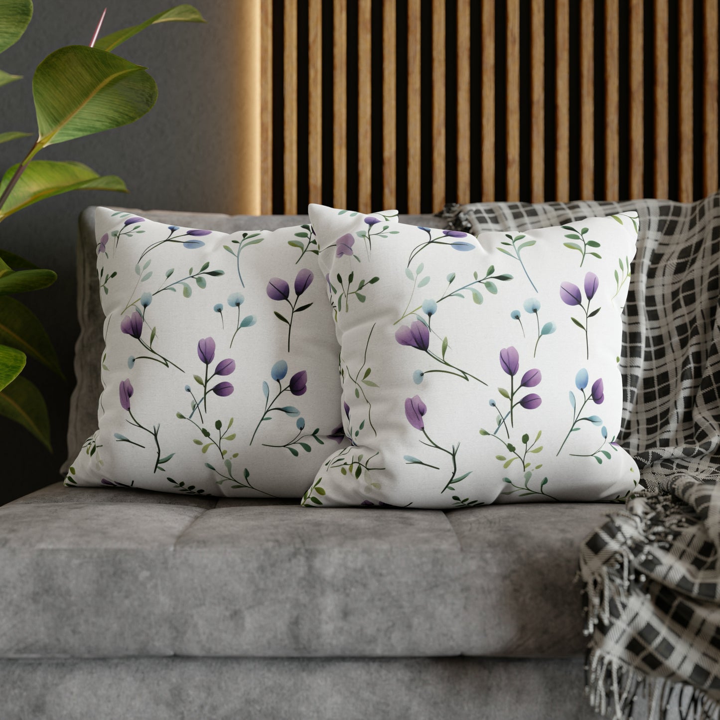 Dainty Purple Wildflowers Square Pillow Case