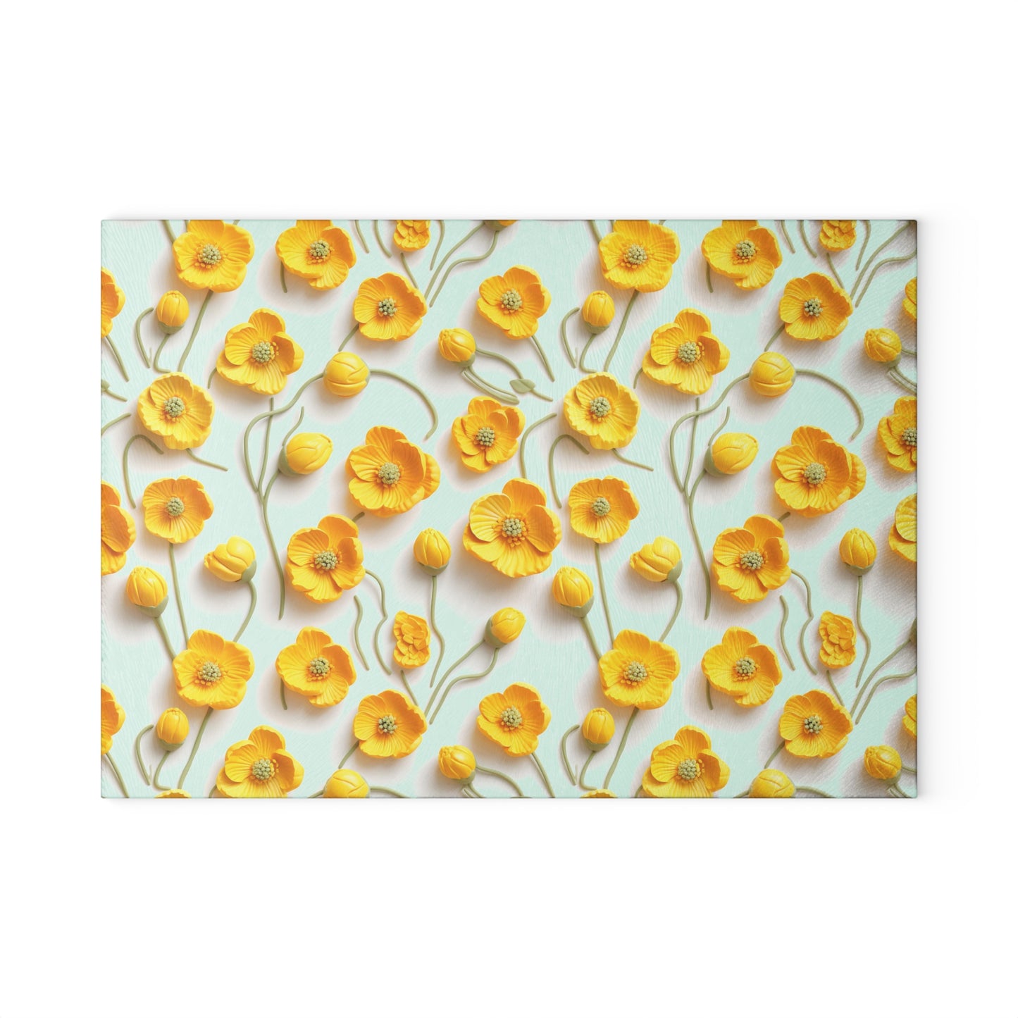 Sculpted Yellow Buttercups Glass Cutting Board