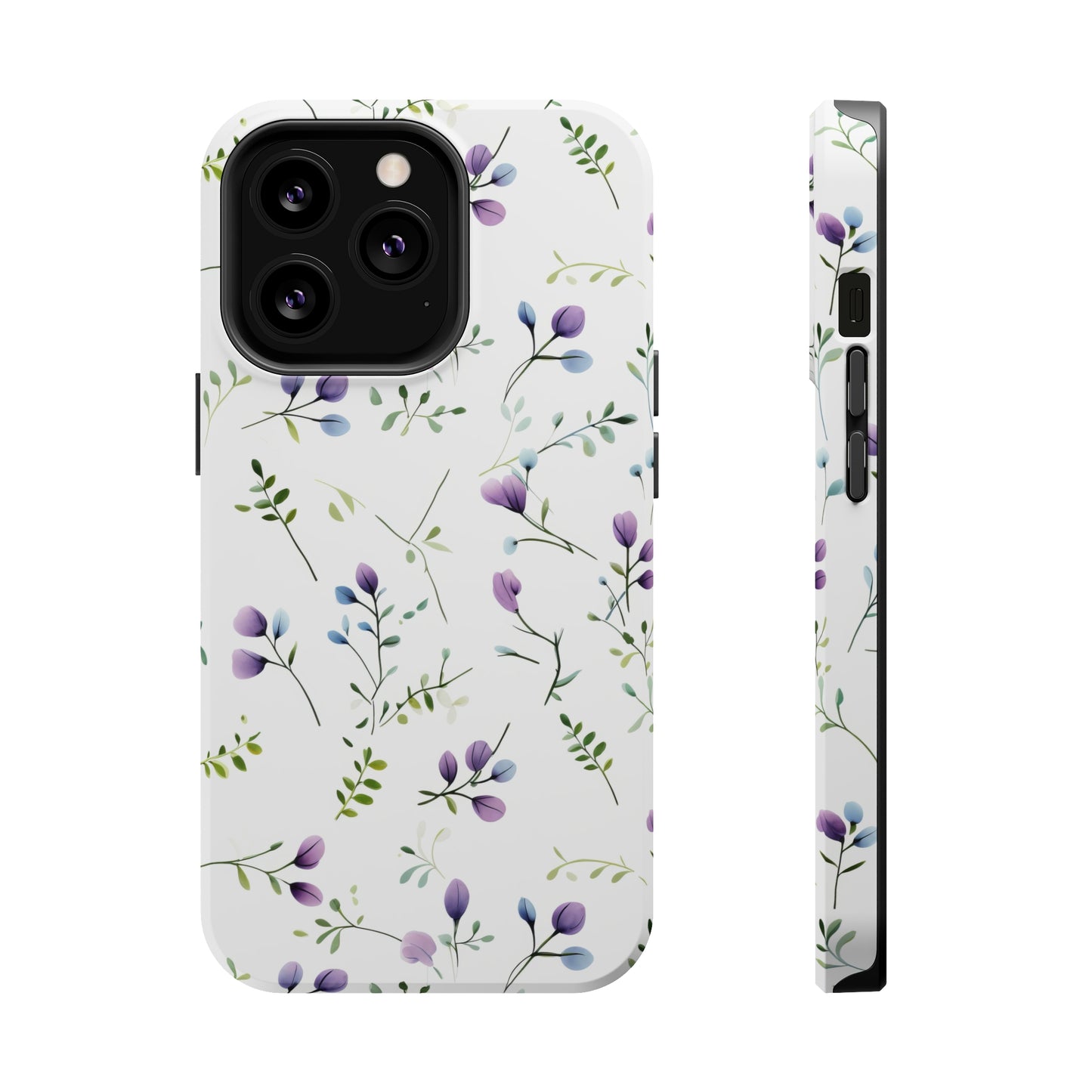 Dainty Purple Wildflowers MagSafe Tough iPhone Case