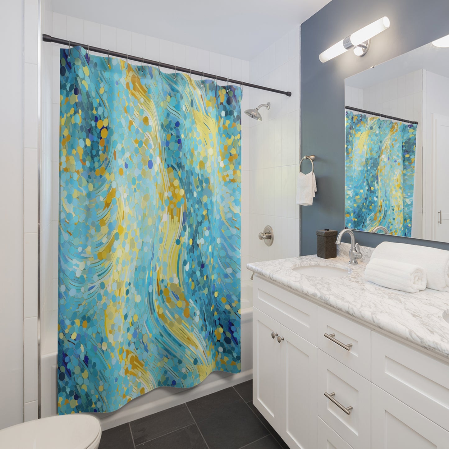 River of Gold Mosaic Shower Curtain