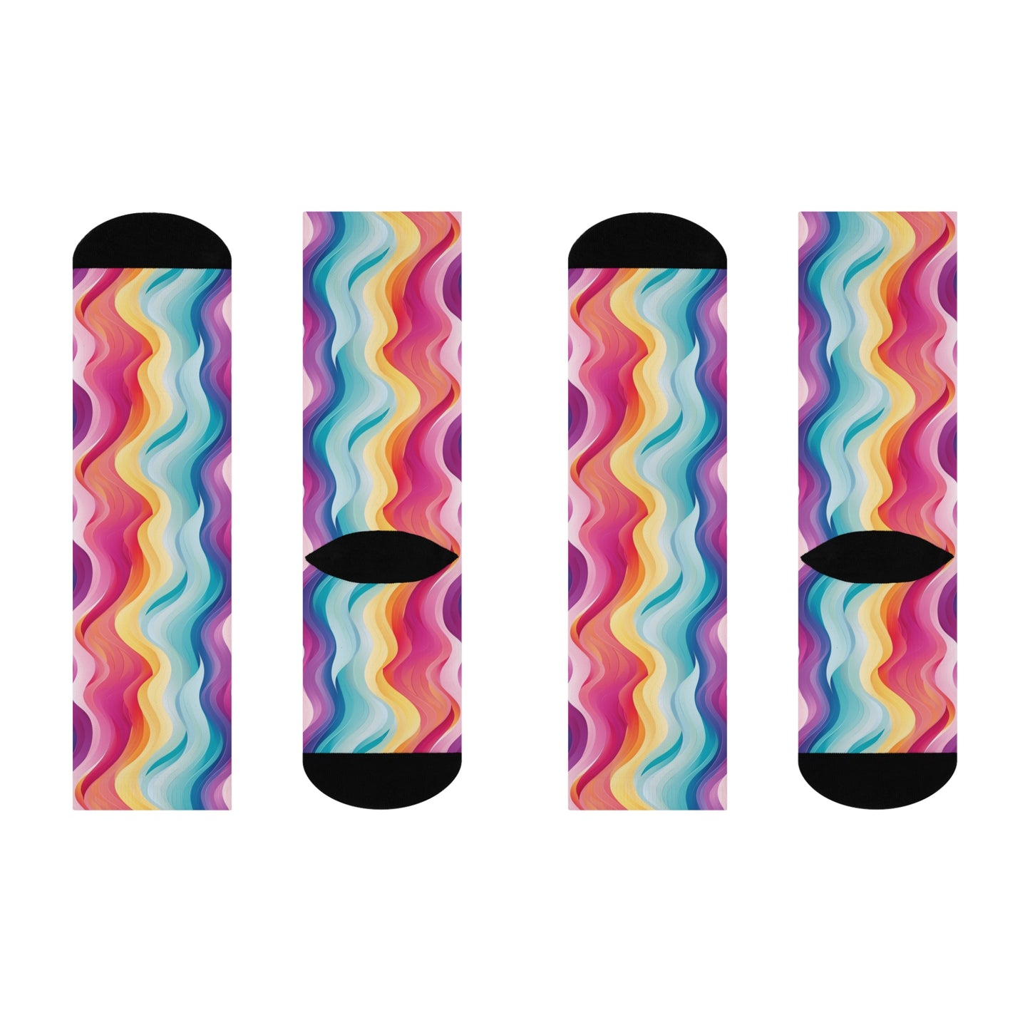Color Waves Cushioned Crew Socks