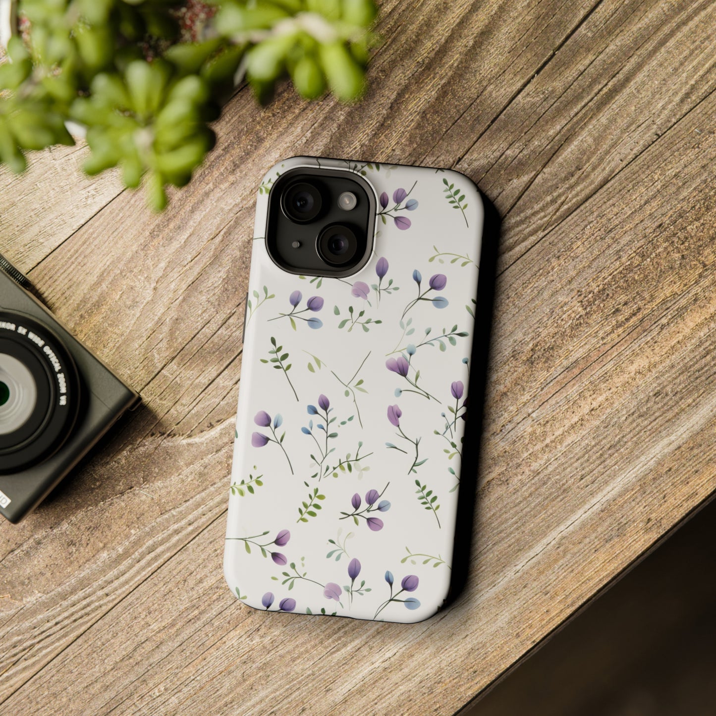 Dainty Purple Wildflowers MagSafe Tough iPhone Case