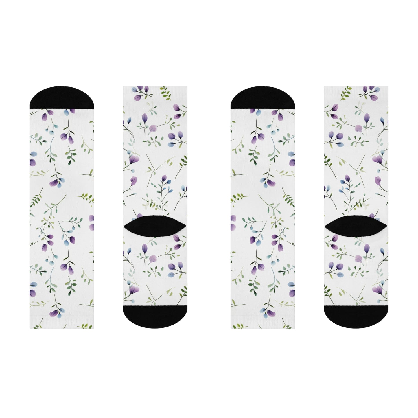 Lilac Wildflowers Cushioned Crew Socks