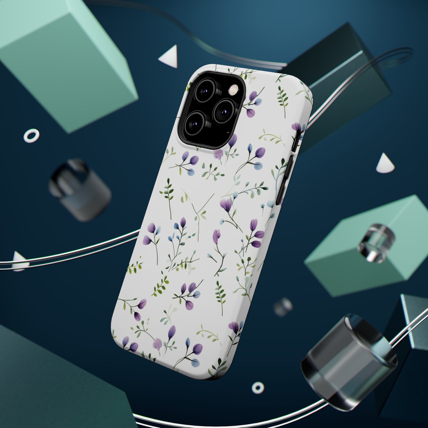Dainty Purple Wildflowers MagSafe Tough iPhone Case