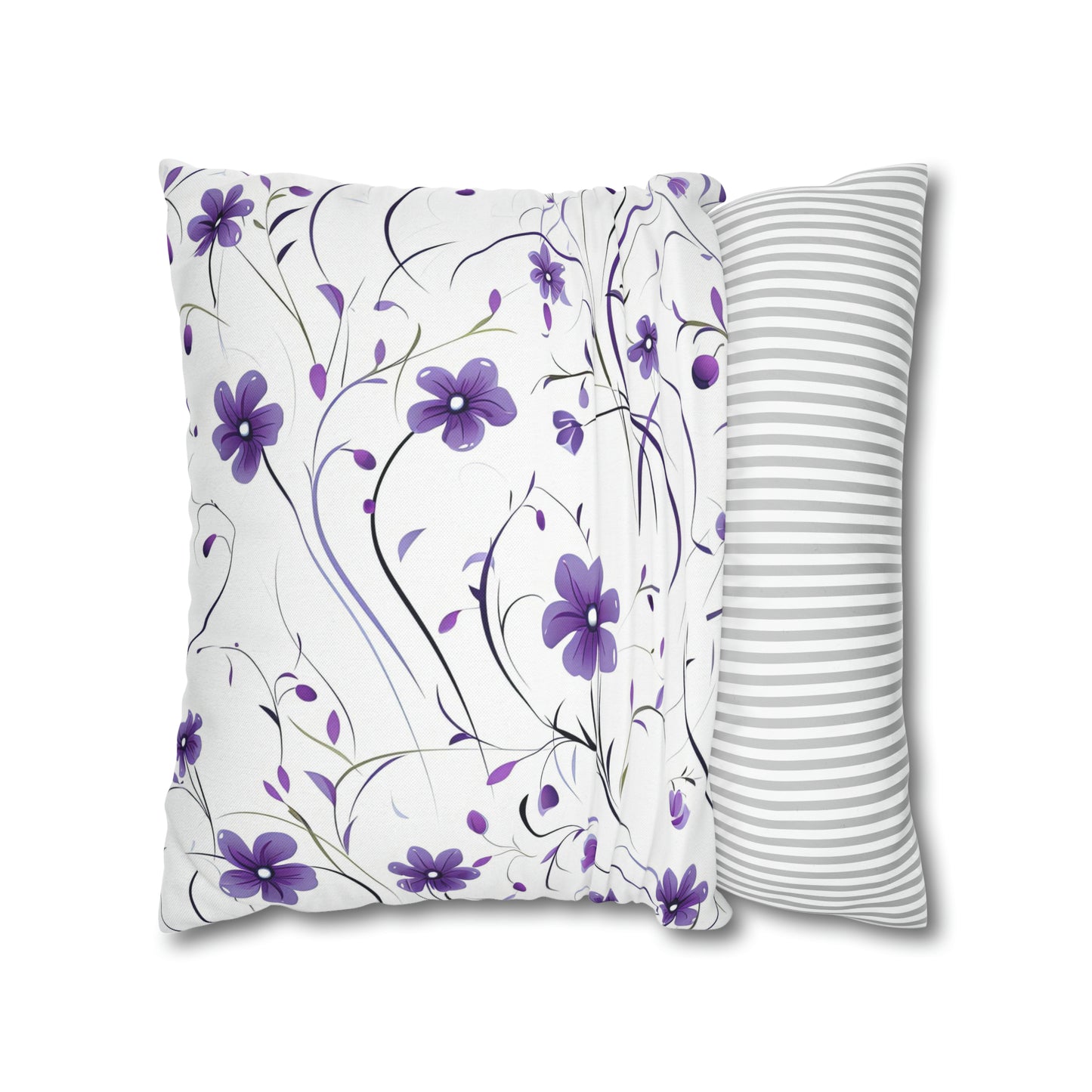 Purple Whimsy Wildflowers Square Pillow Case