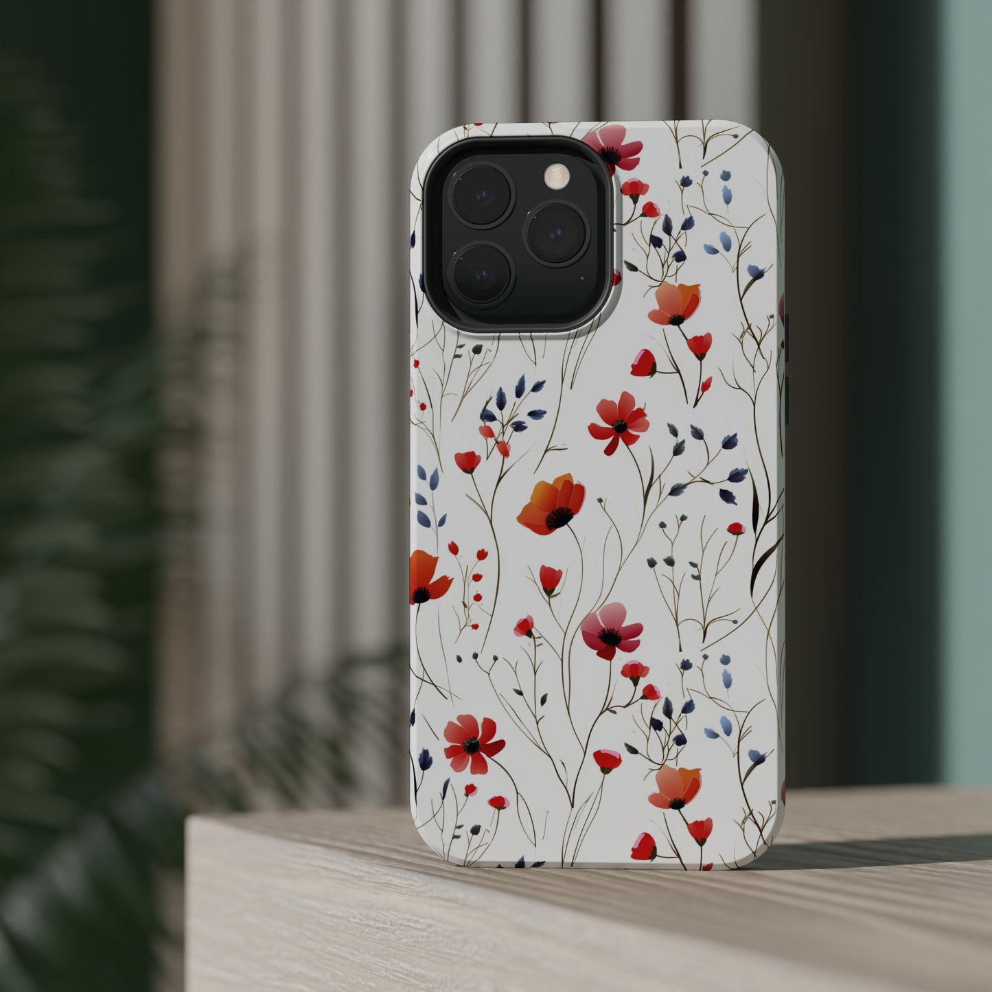 Dainty Coral Wildflowers MagSafe Tough iPhone Case