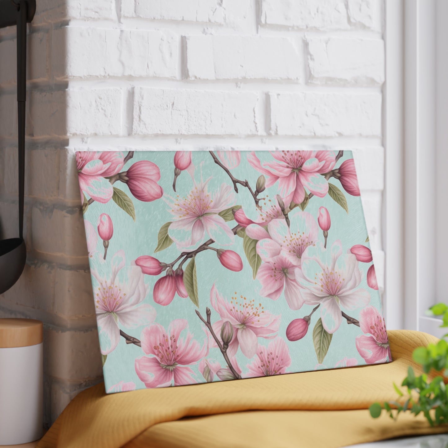 Cherry Blossoms Glass Cutting Board