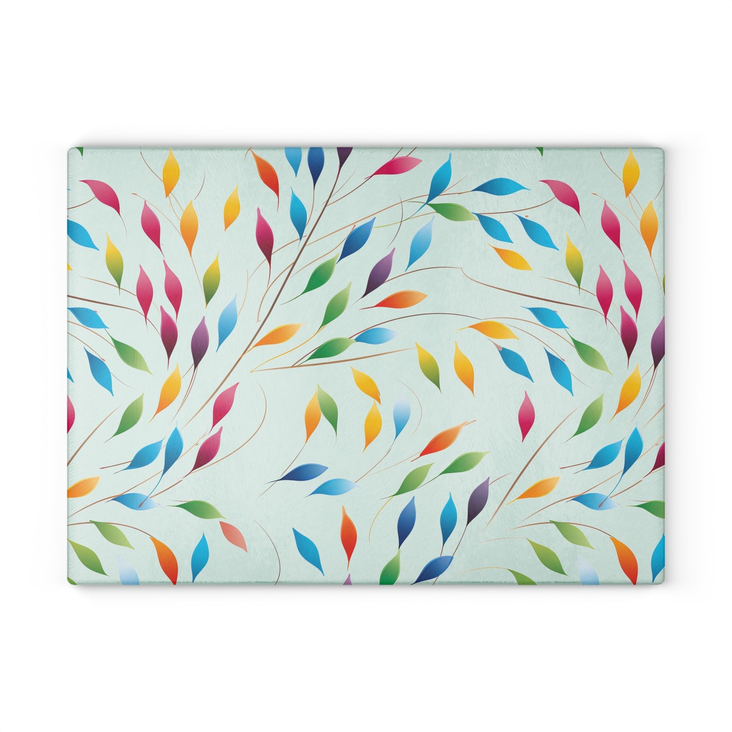 Rainbow Leaves Glass Cutting Board