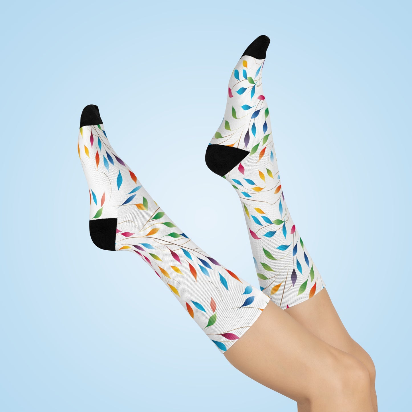 Rainbow Leaves Cushioned Crew Socks