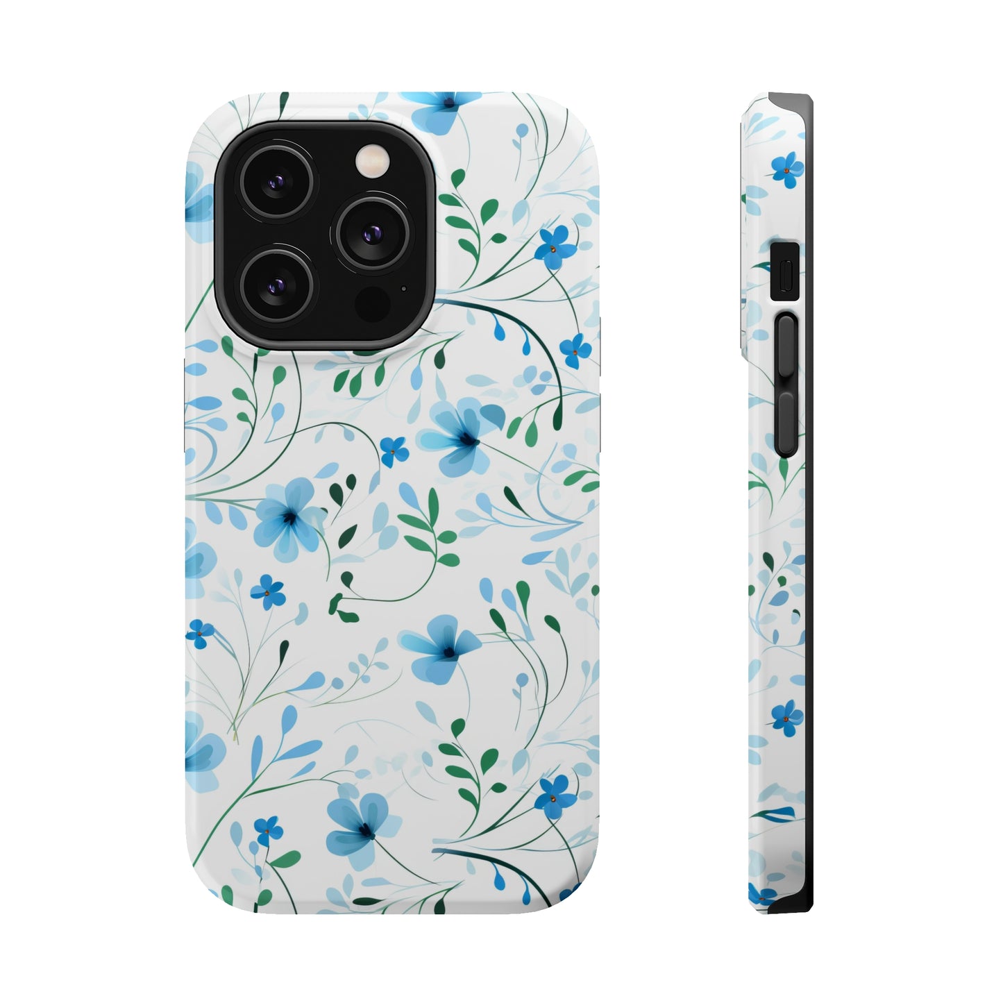 Dainty Sky Blue Wildflowers MagSafe Tough iPhone Case