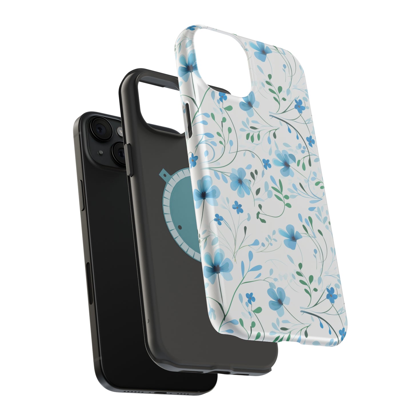 Dainty Sky Blue Wildflowers MagSafe Tough iPhone Case