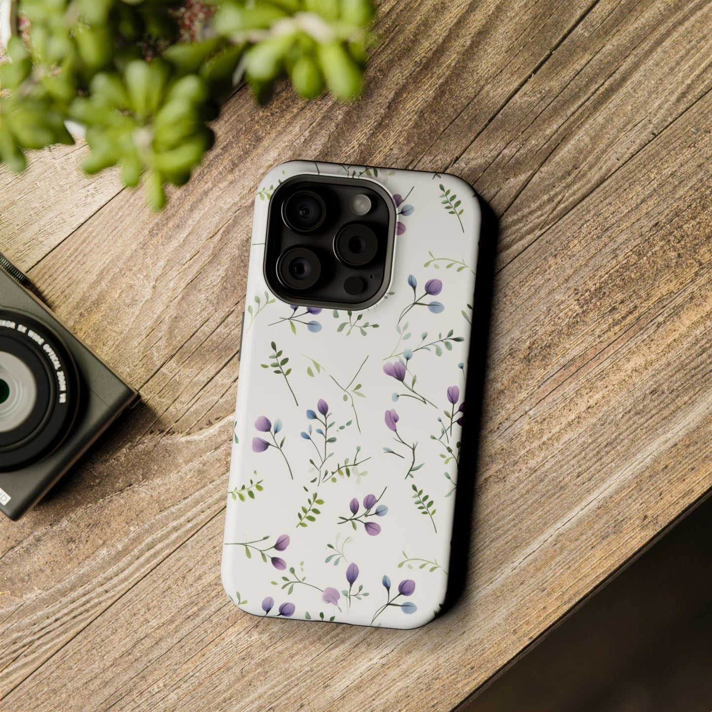 Dainty Purple Wildflowers MagSafe Tough iPhone Case