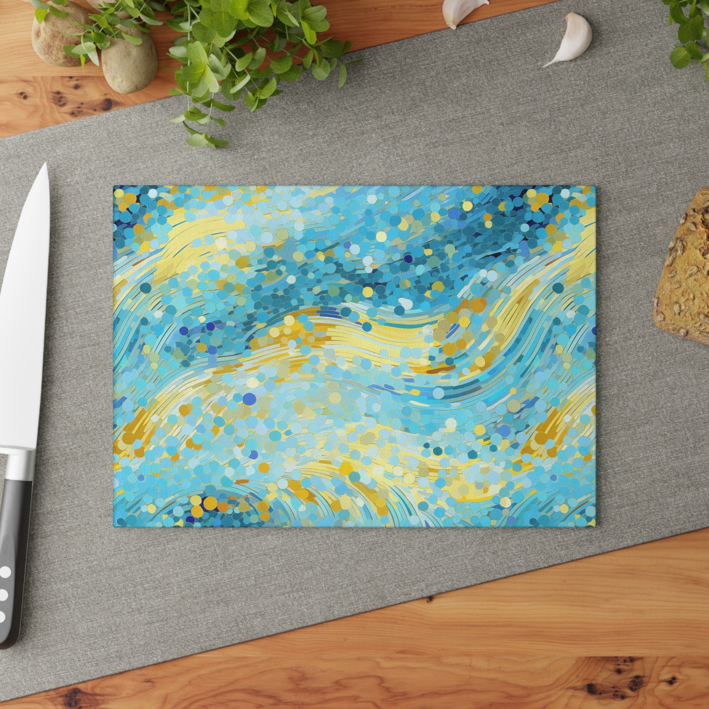 River of Gold Mosaic Glass Cutting Board
