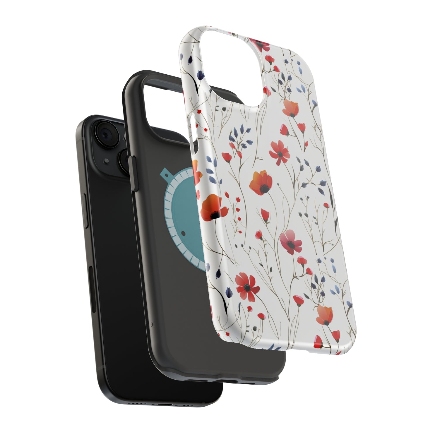 Dainty Coral Wildflowers MagSafe Tough iPhone Case