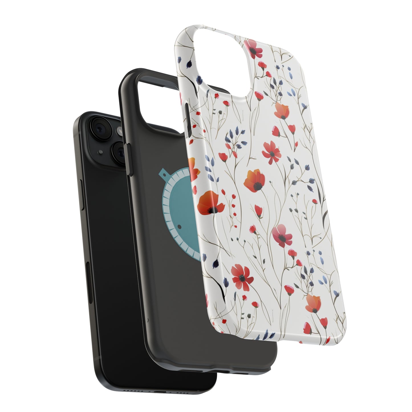 Dainty Coral Wildflowers MagSafe Tough iPhone Case