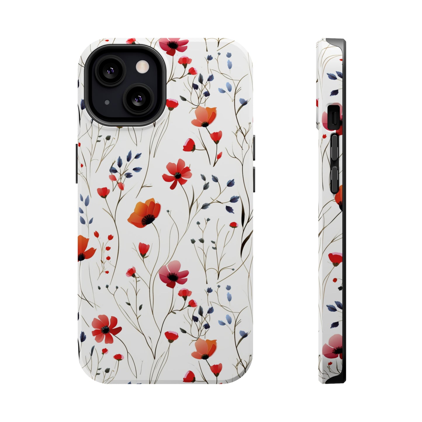 Dainty Coral Wildflowers MagSafe Tough iPhone Case