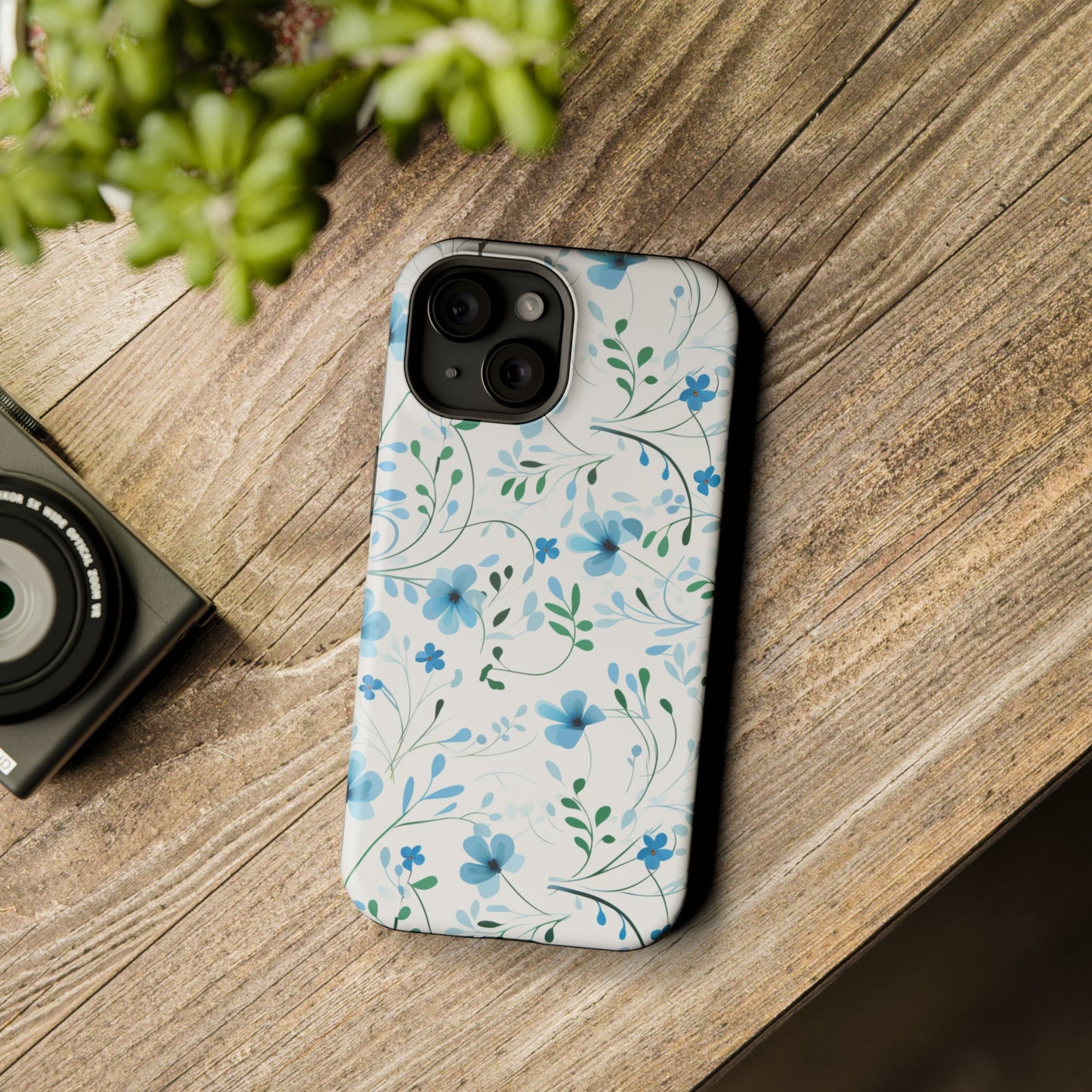 Dainty Sky Blue Wildflowers MagSafe Tough iPhone Case