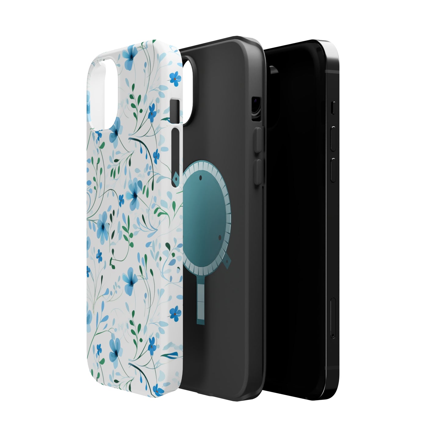 Dainty Sky Blue Wildflowers MagSafe Tough iPhone Case