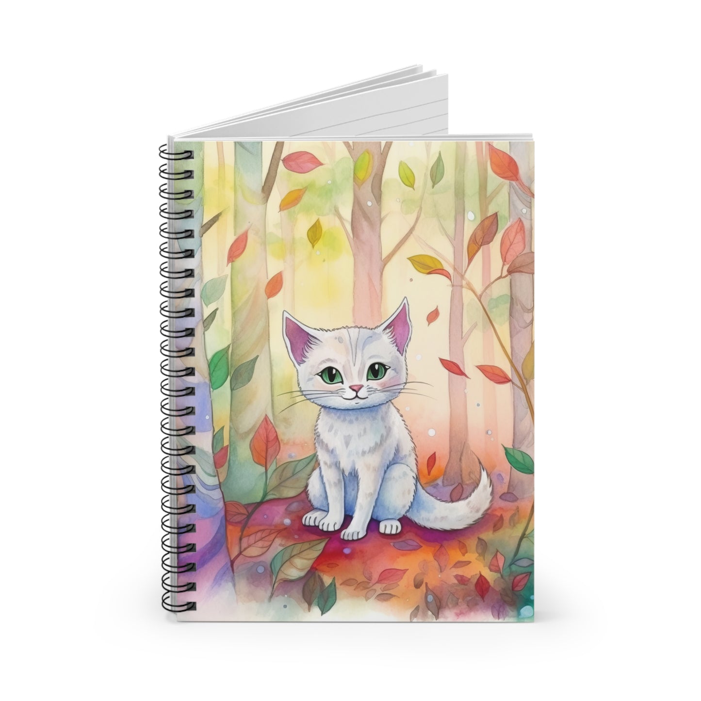 White Cat Spiral Notebook - Ruled Line