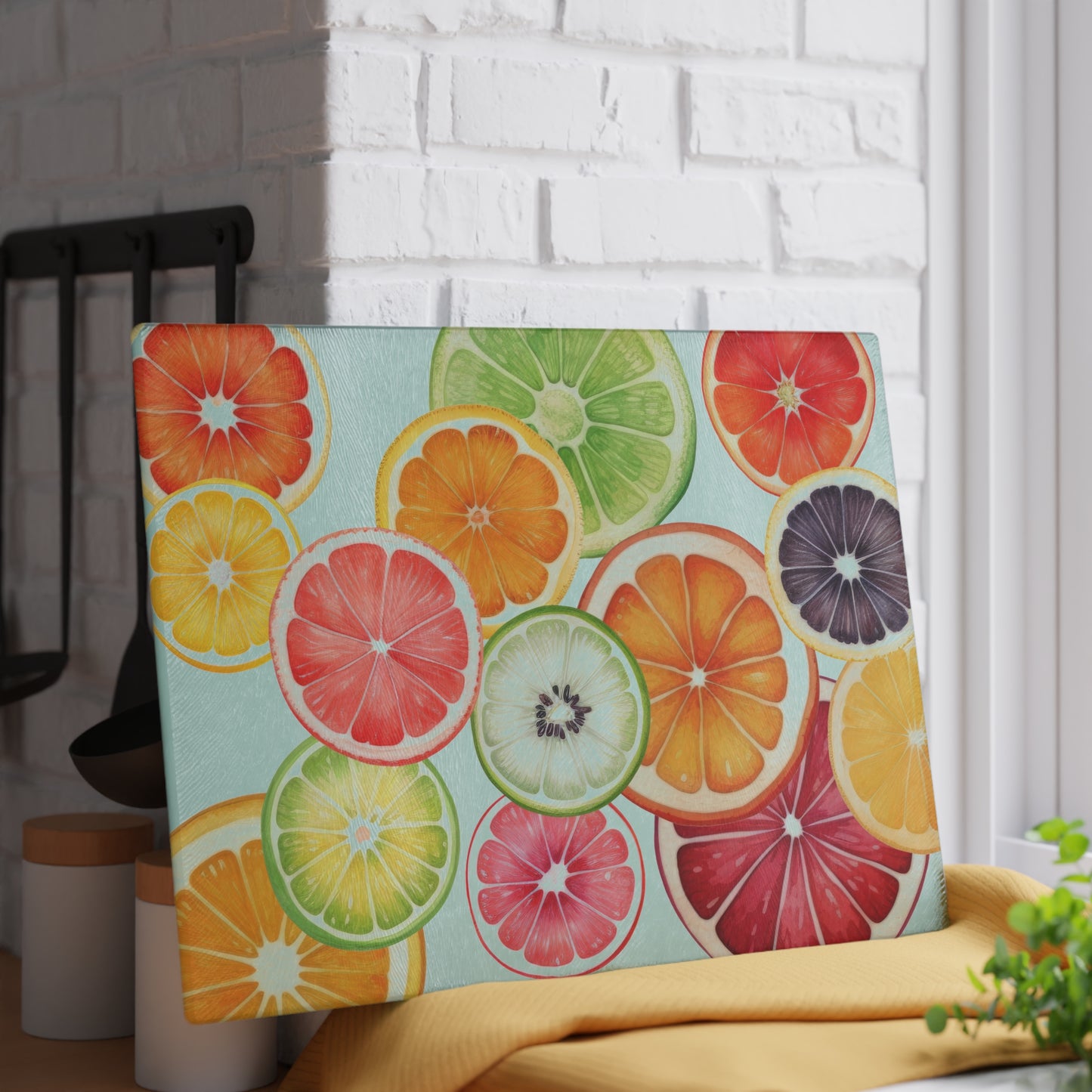 Fruit Slices Glass Cutting Board