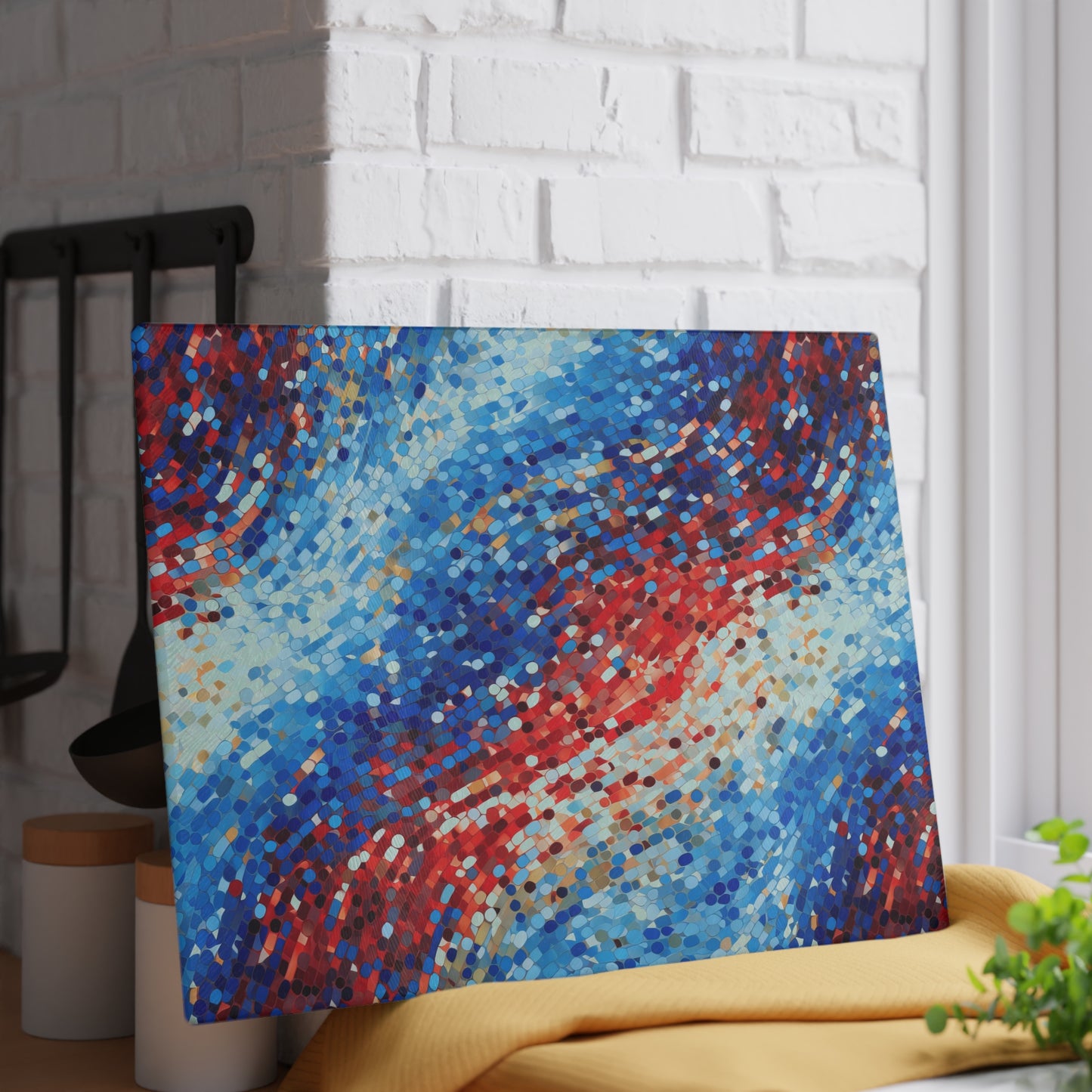 Red, White and Blue Glass Cutting Board