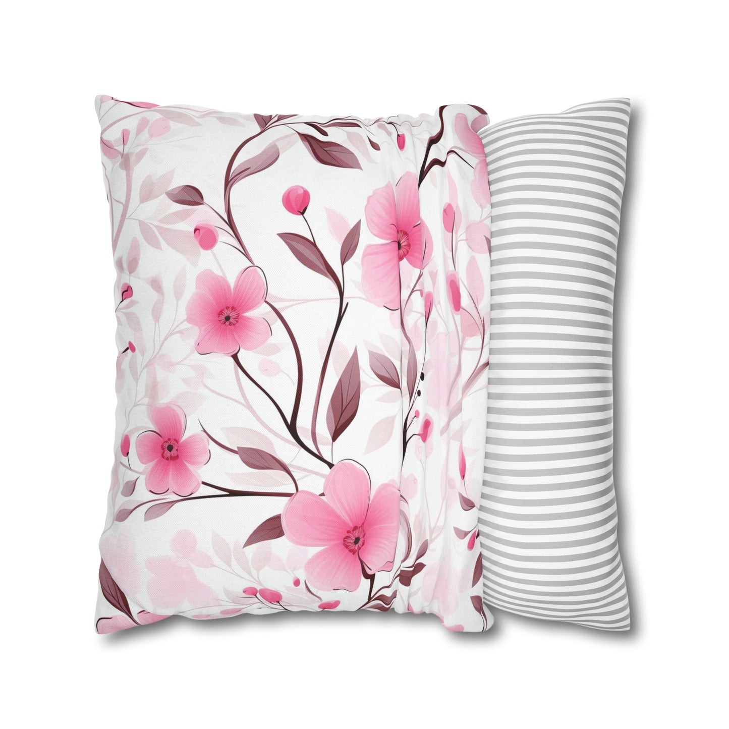 Pink Whimsy Wildflowers Square Pillow Case