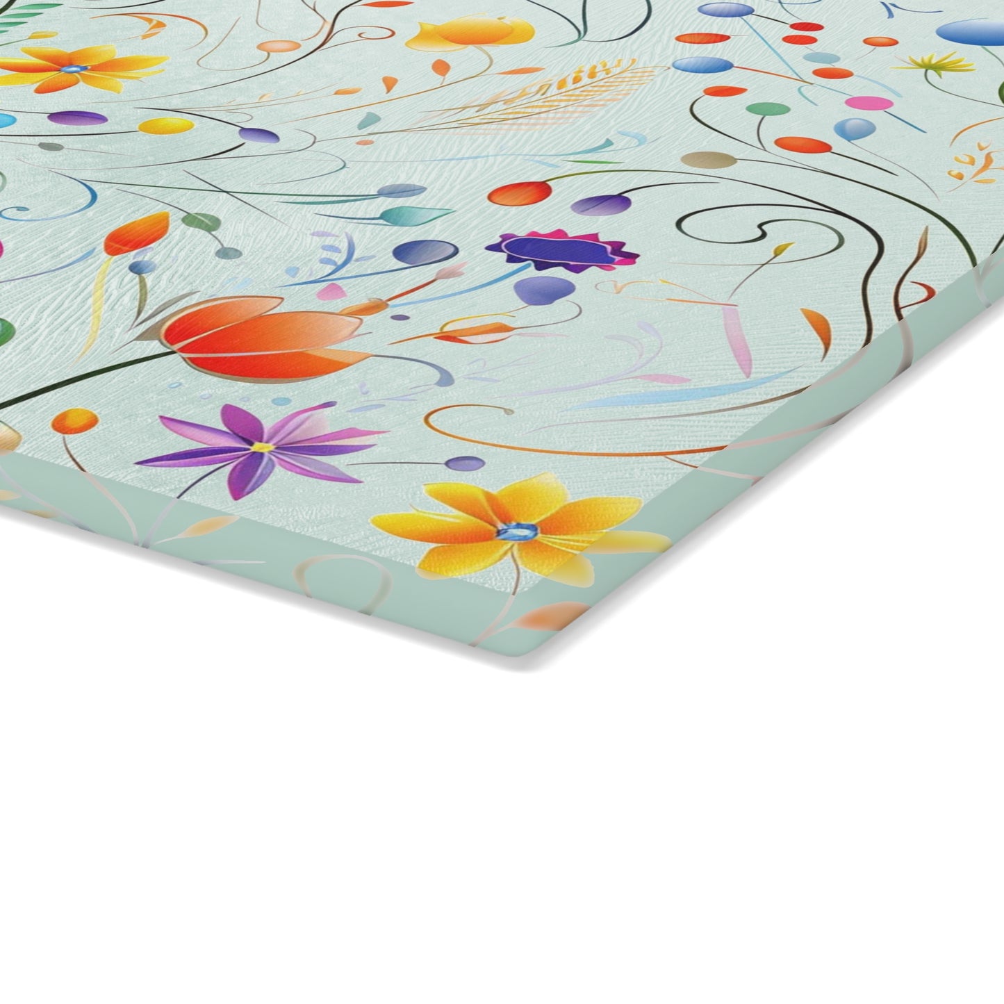 Fanciful Flower Fiesta Glass Cutting Board
