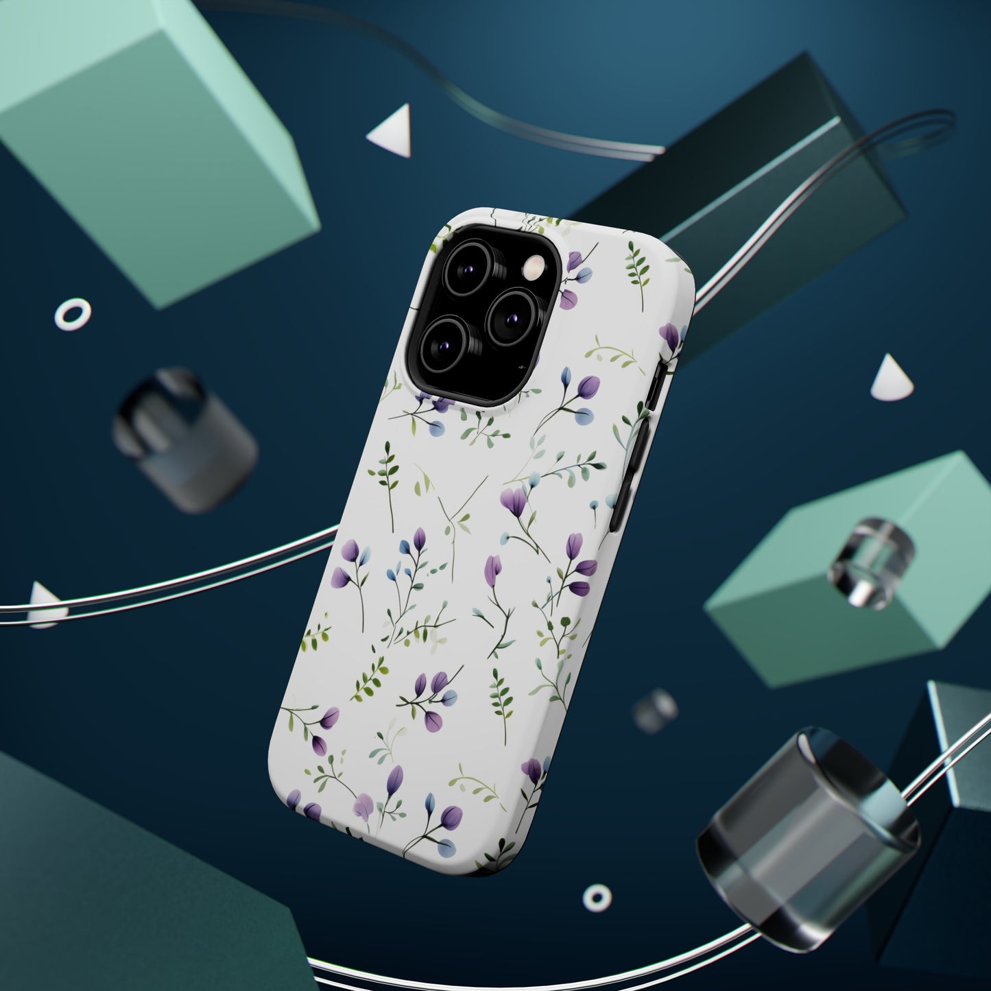 Dainty Purple Wildflowers MagSafe Tough iPhone Case