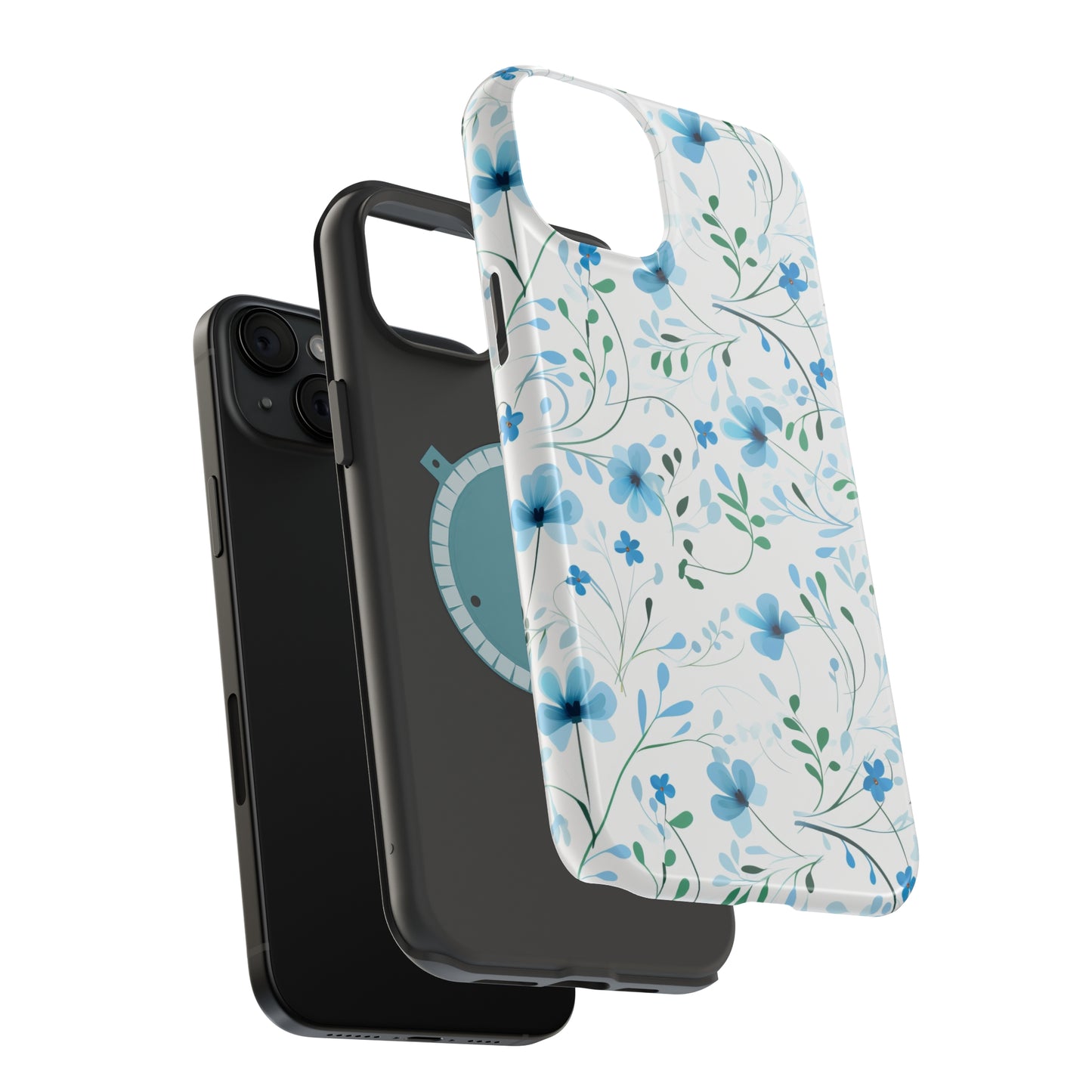 Dainty Sky Blue Wildflowers MagSafe Tough iPhone Case