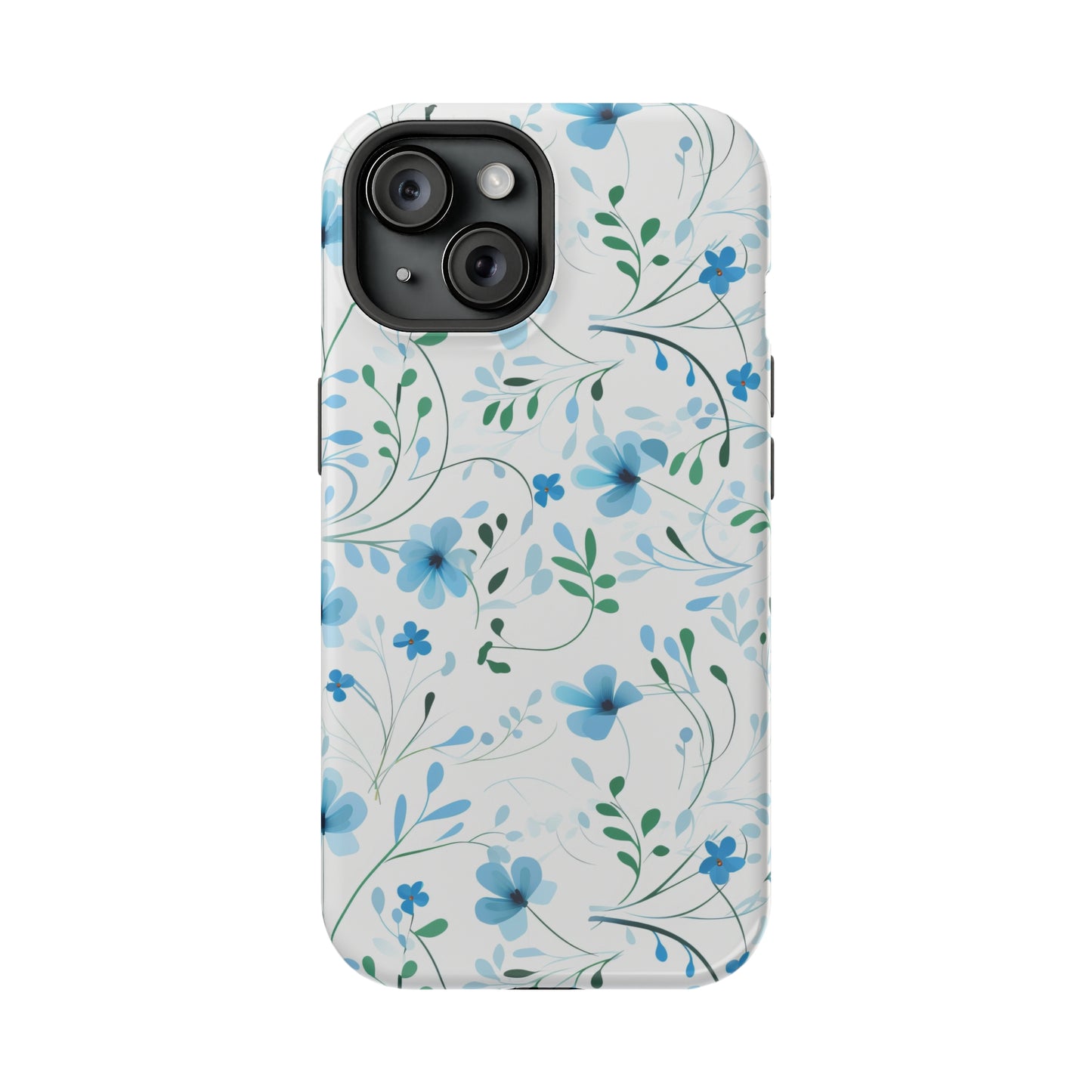 Dainty Sky Blue Wildflowers MagSafe Tough iPhone Case