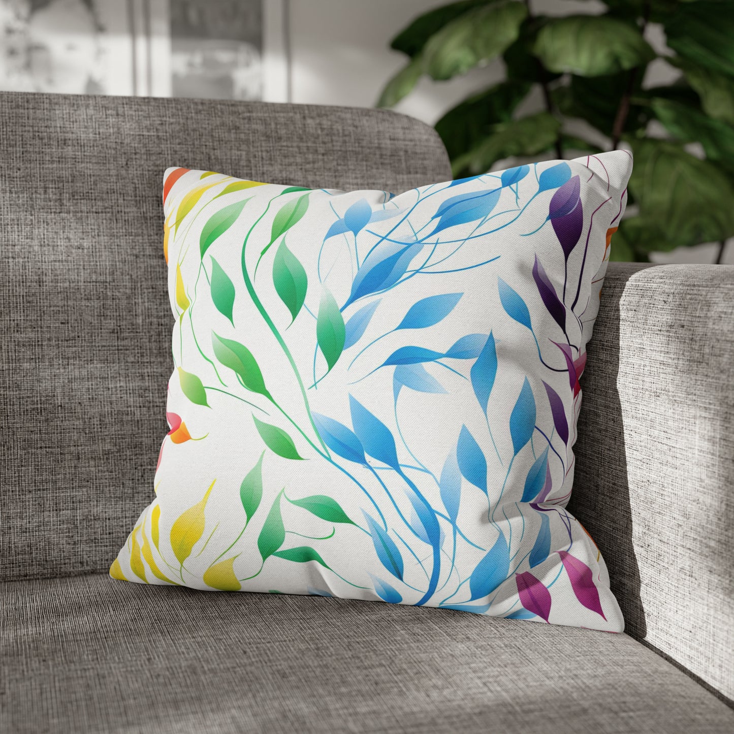 Rainbow Vines Square Pillow Case