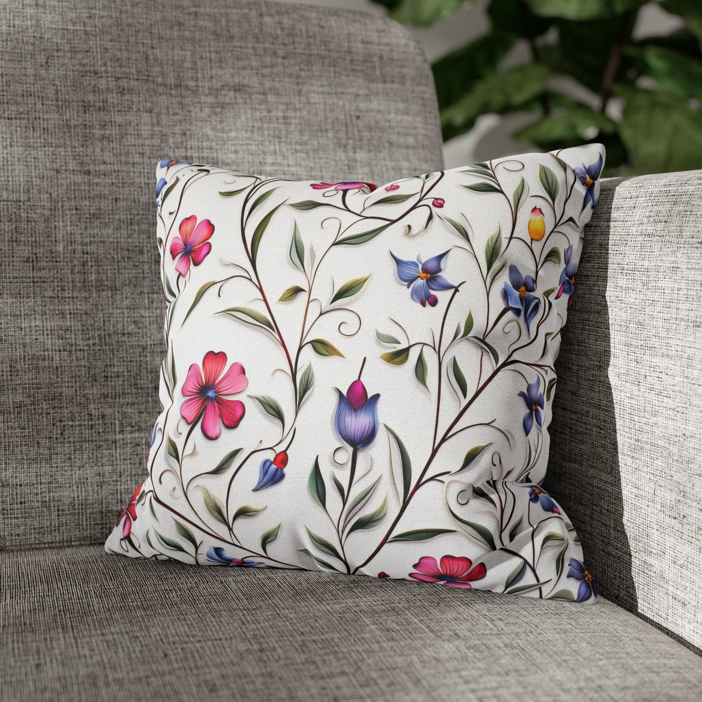 Fancy Flowers Square Pillow Case