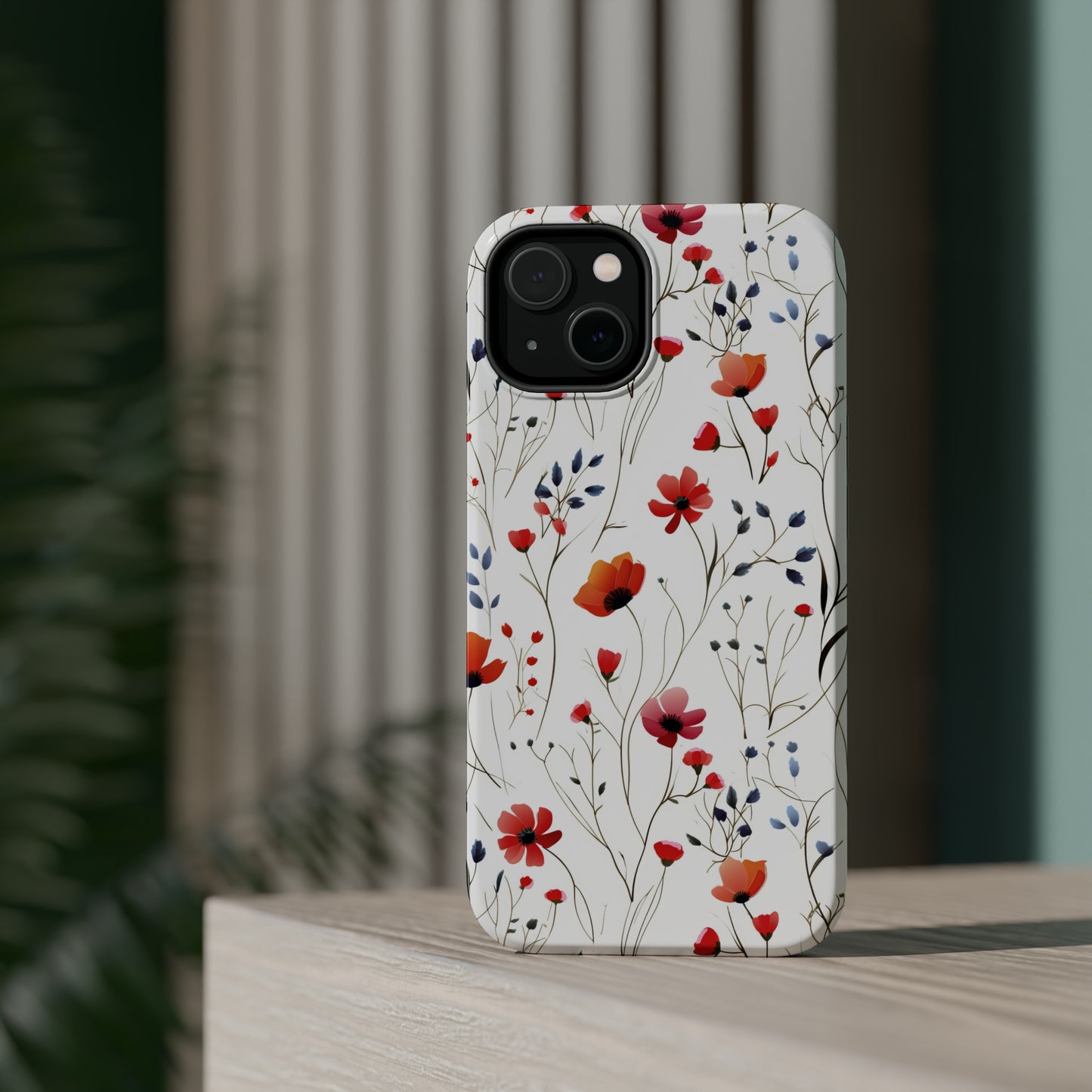 Dainty Coral Wildflowers MagSafe Tough iPhone Case