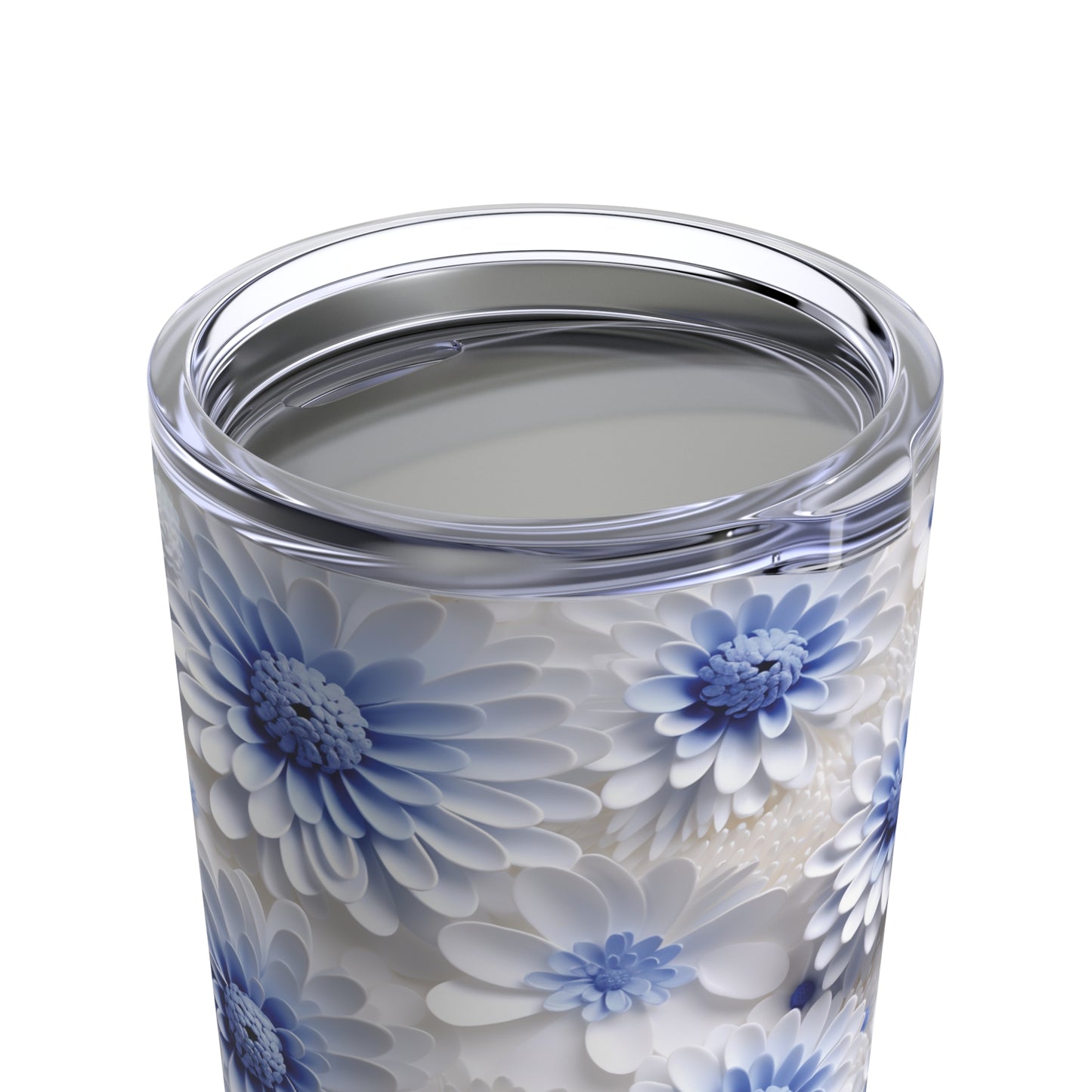 Sculpted Blue and White Dahlias Tumbler 20oz