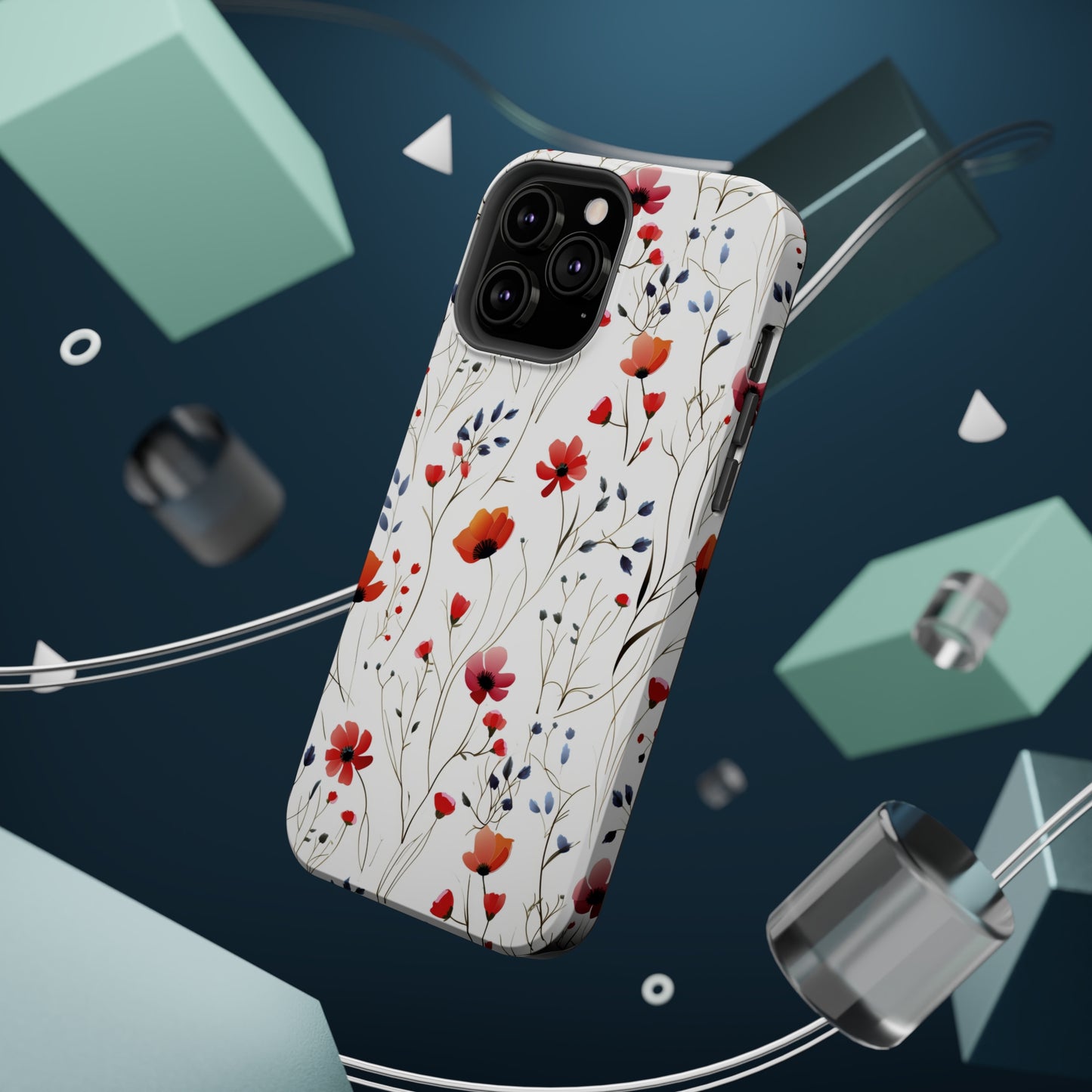 Dainty Coral Wildflowers MagSafe Tough iPhone Case