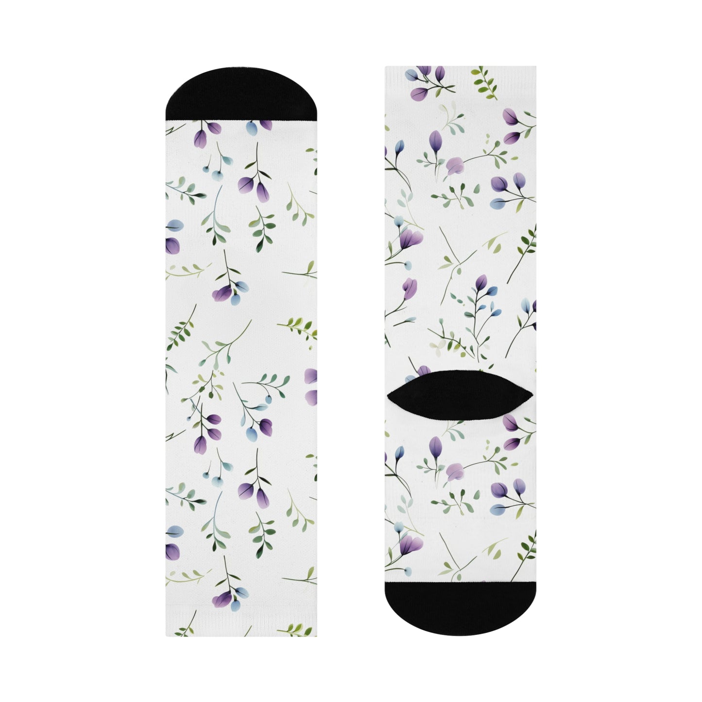 Lilac Wildflowers Cushioned Crew Socks