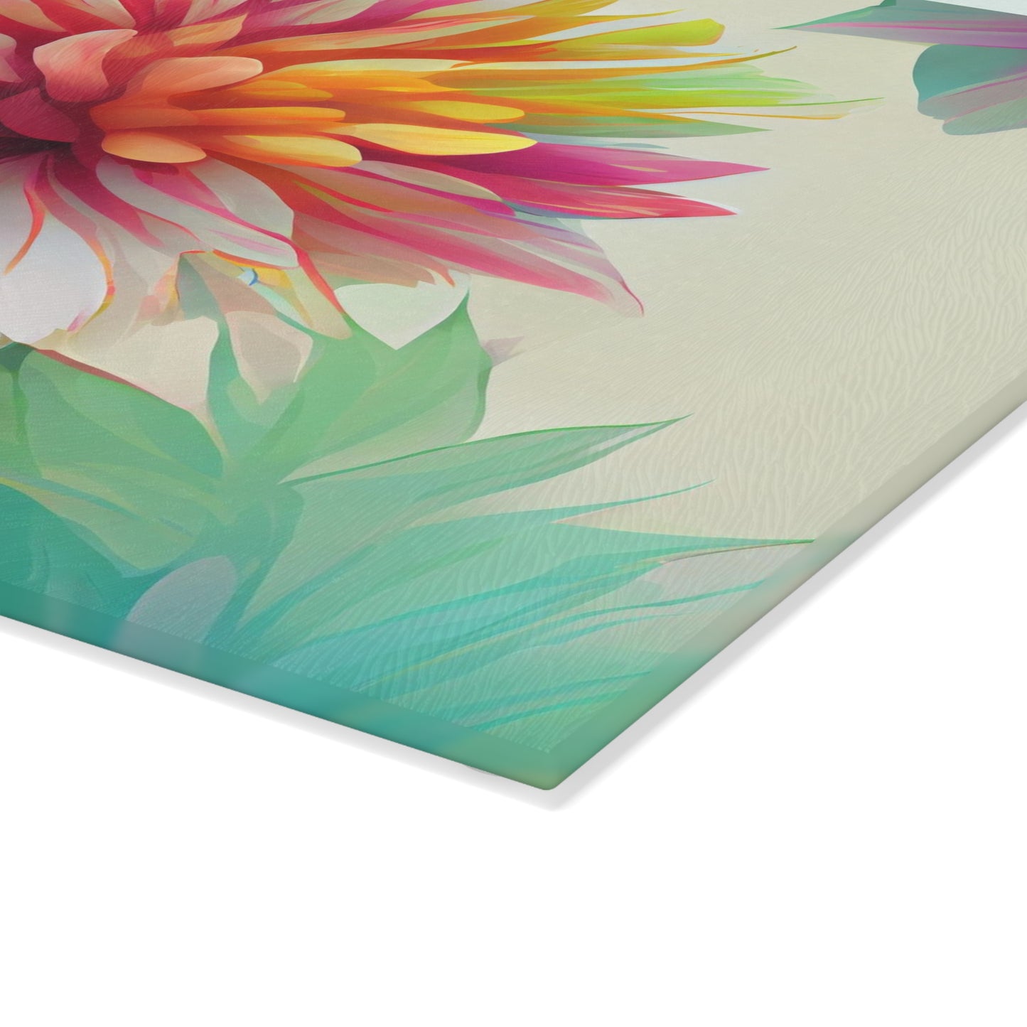 Rainbow Dahlia Glass Cutting Board