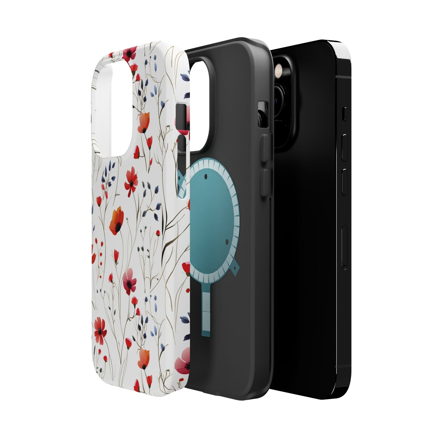 Dainty Coral Wildflowers MagSafe Tough iPhone Case