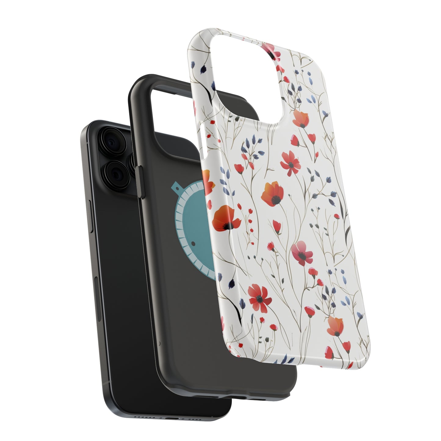 Dainty Coral Wildflowers MagSafe Tough iPhone Case