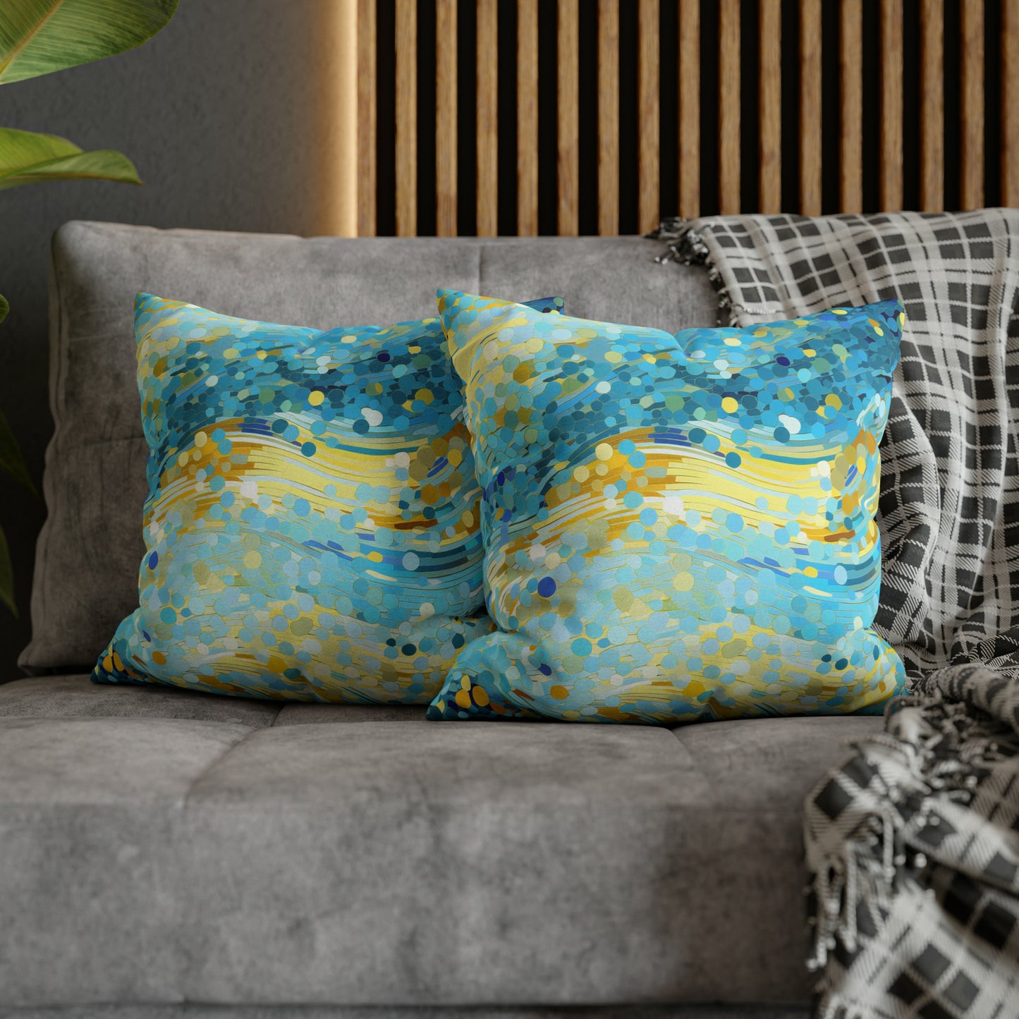 River of Gold Mosaic Square Pillow Case