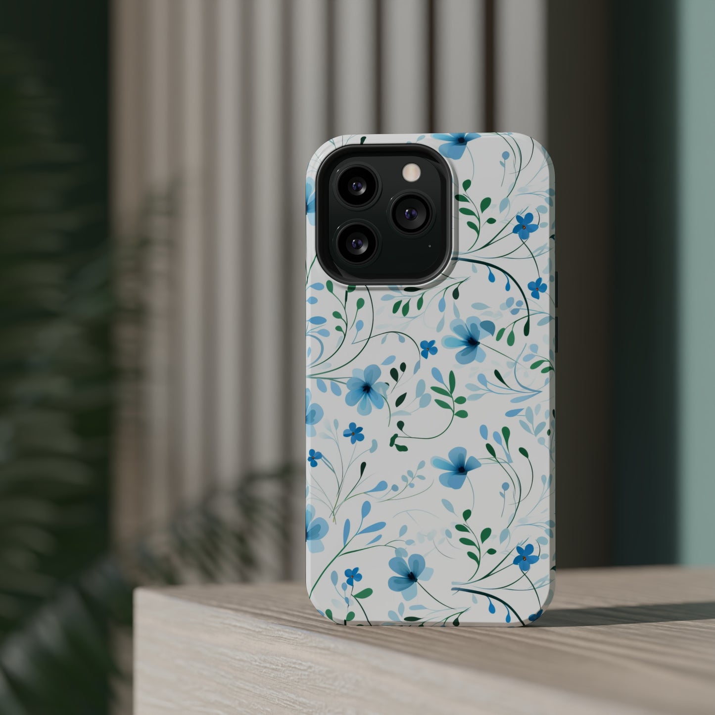 Dainty Sky Blue Wildflowers MagSafe Tough iPhone Case