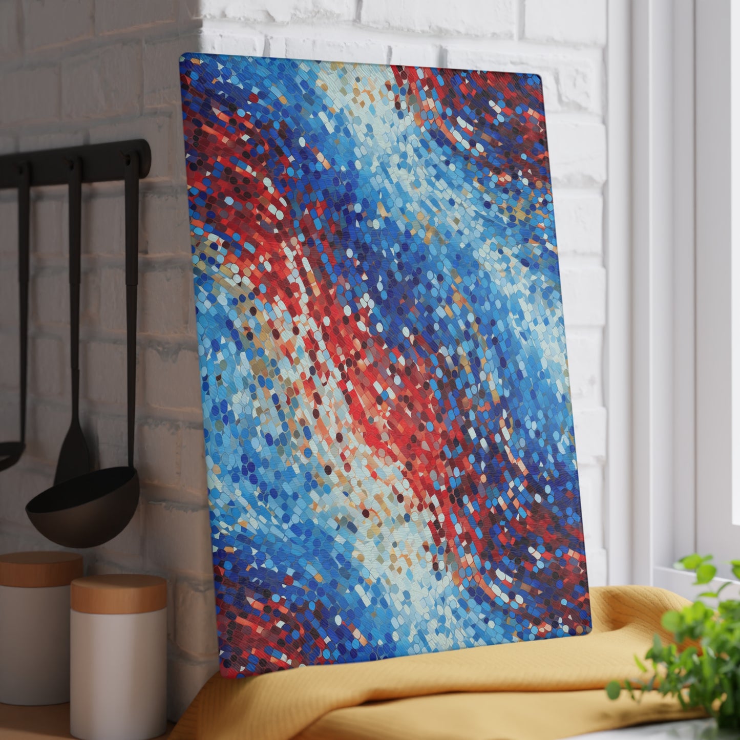 Red, White and Blue Glass Cutting Board