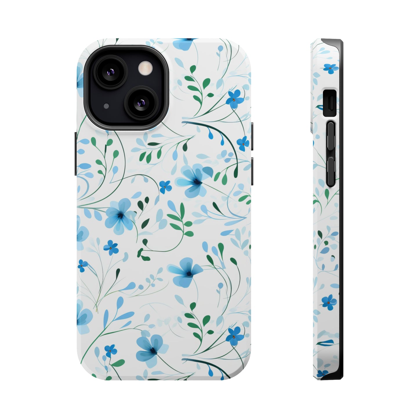 Dainty Sky Blue Wildflowers MagSafe Tough iPhone Case